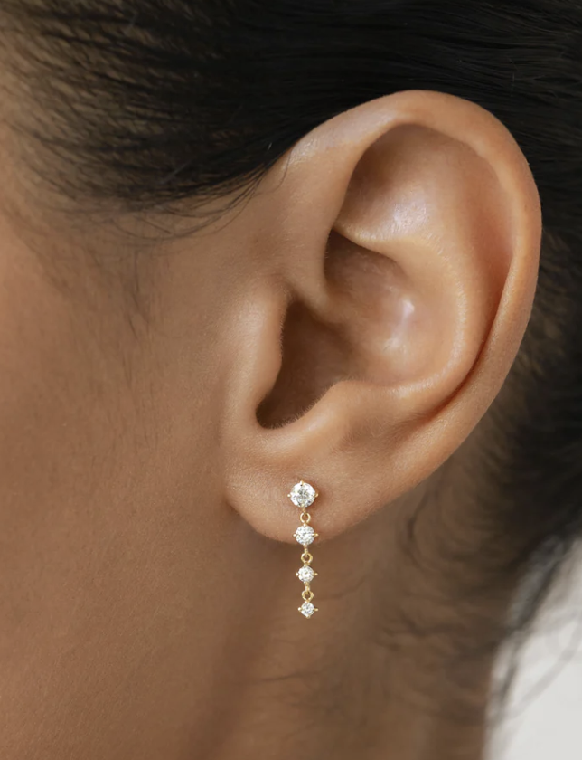 linjer, Diamond Drop Earrings 14k Gold