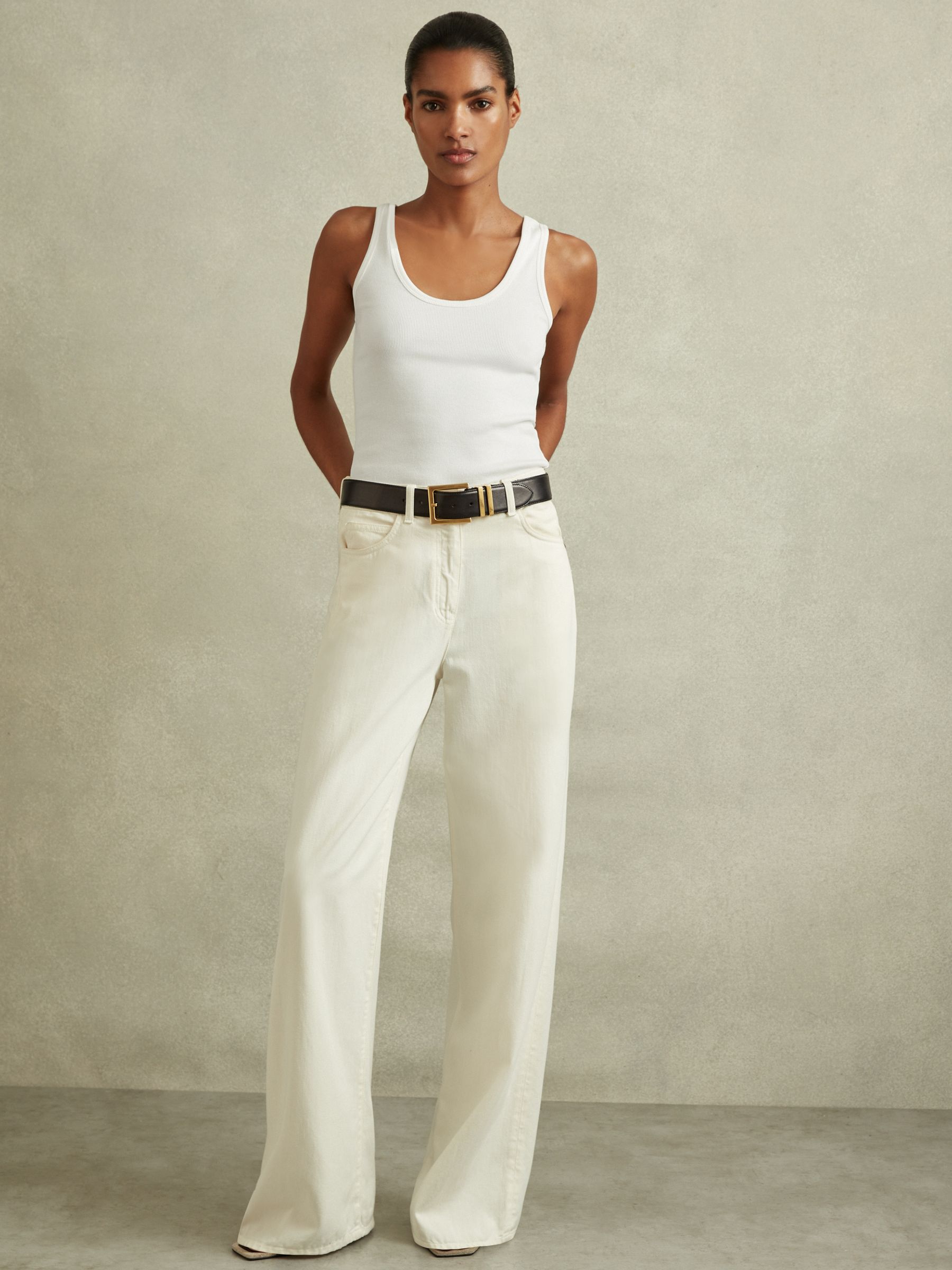 Stretch-Cotton Ribbed Vest in White