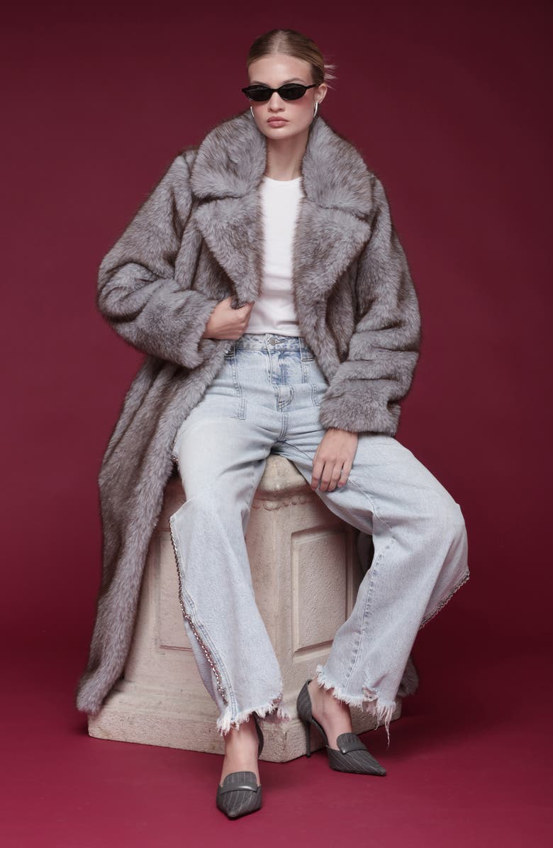 Faux Fur Longline Coat