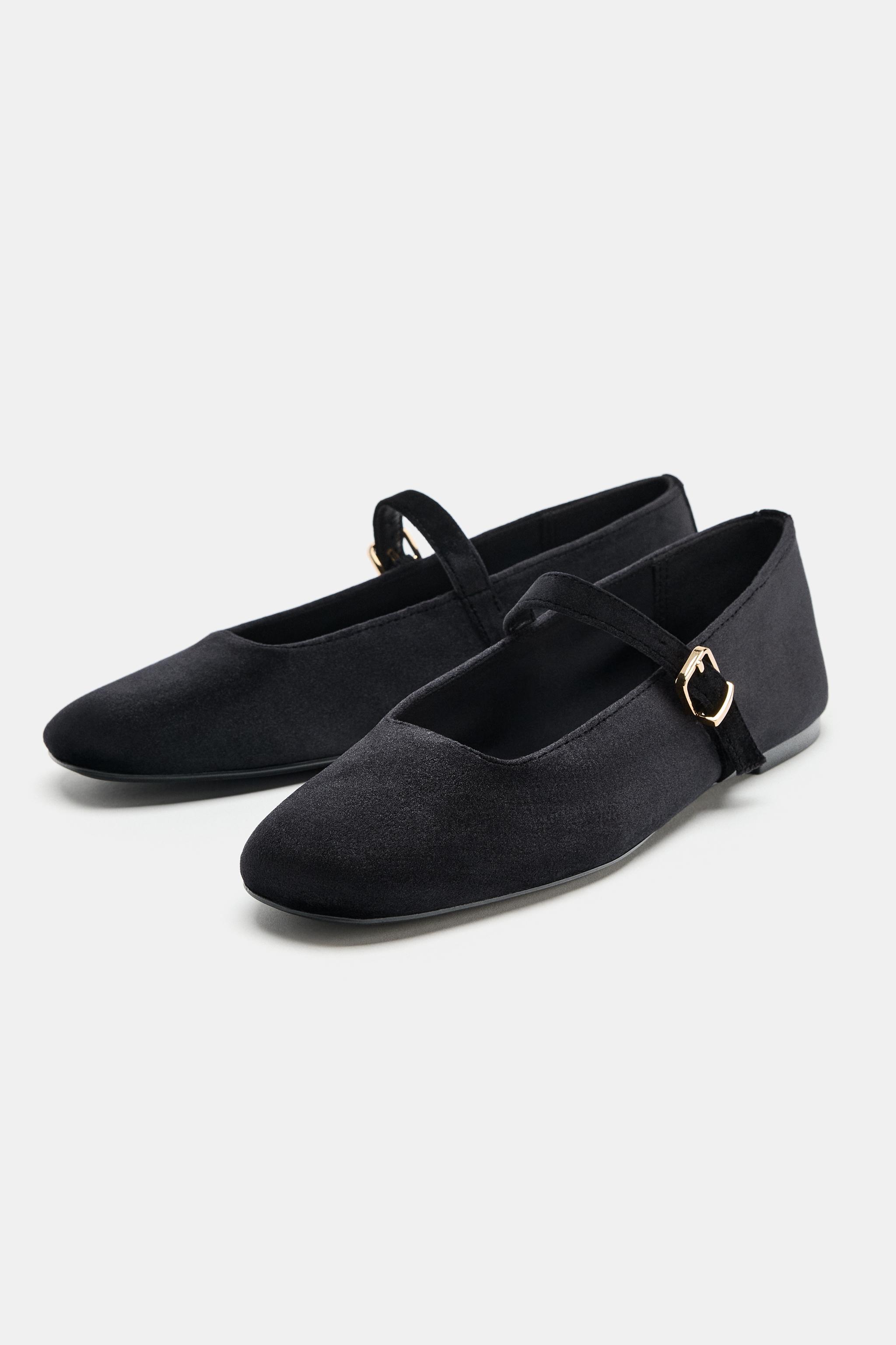 Velvet Effect Buckle Ballet Flats