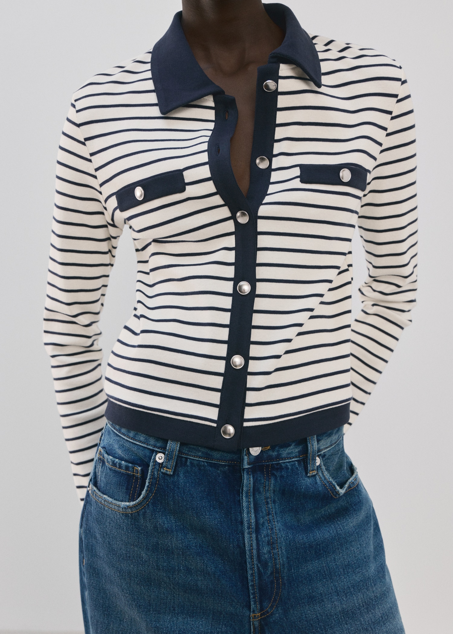 Striped Cardigan With Jewel Buttons - Women | Mango United Kingdom