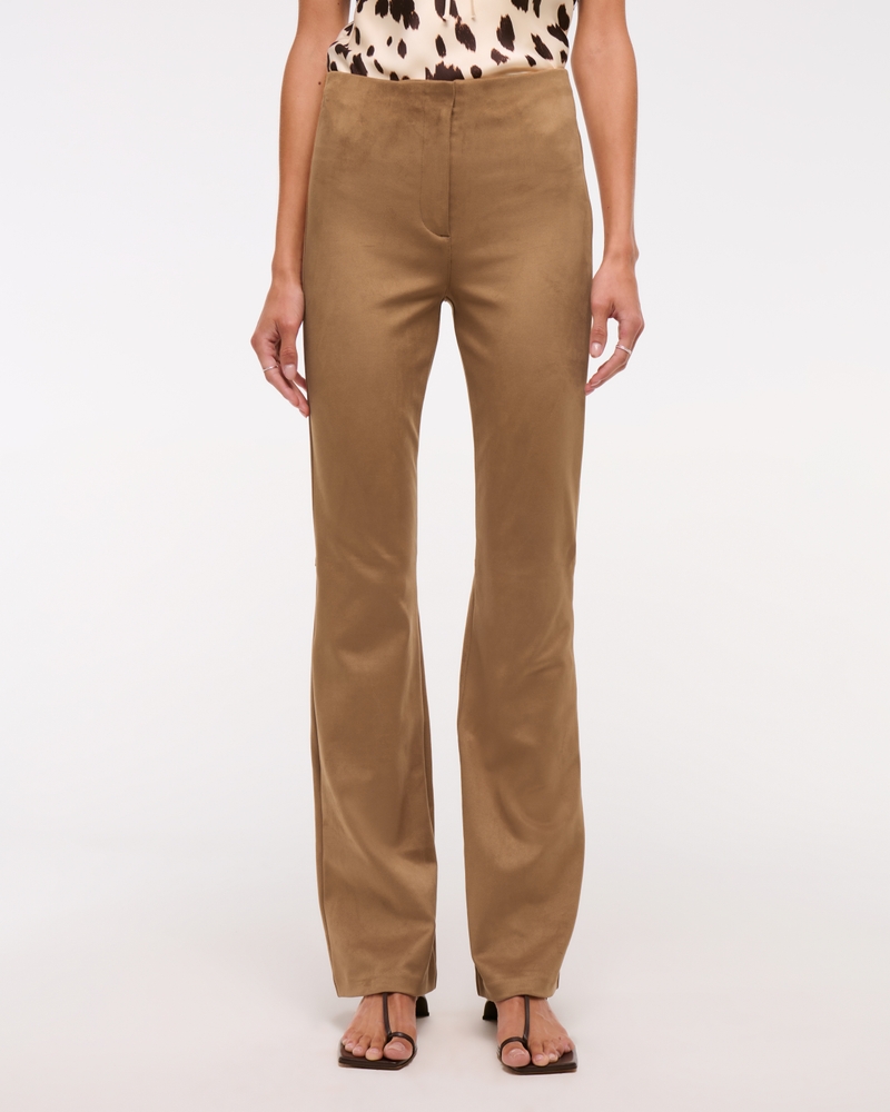 High Rise Slim Boot Vegan Suede Pant