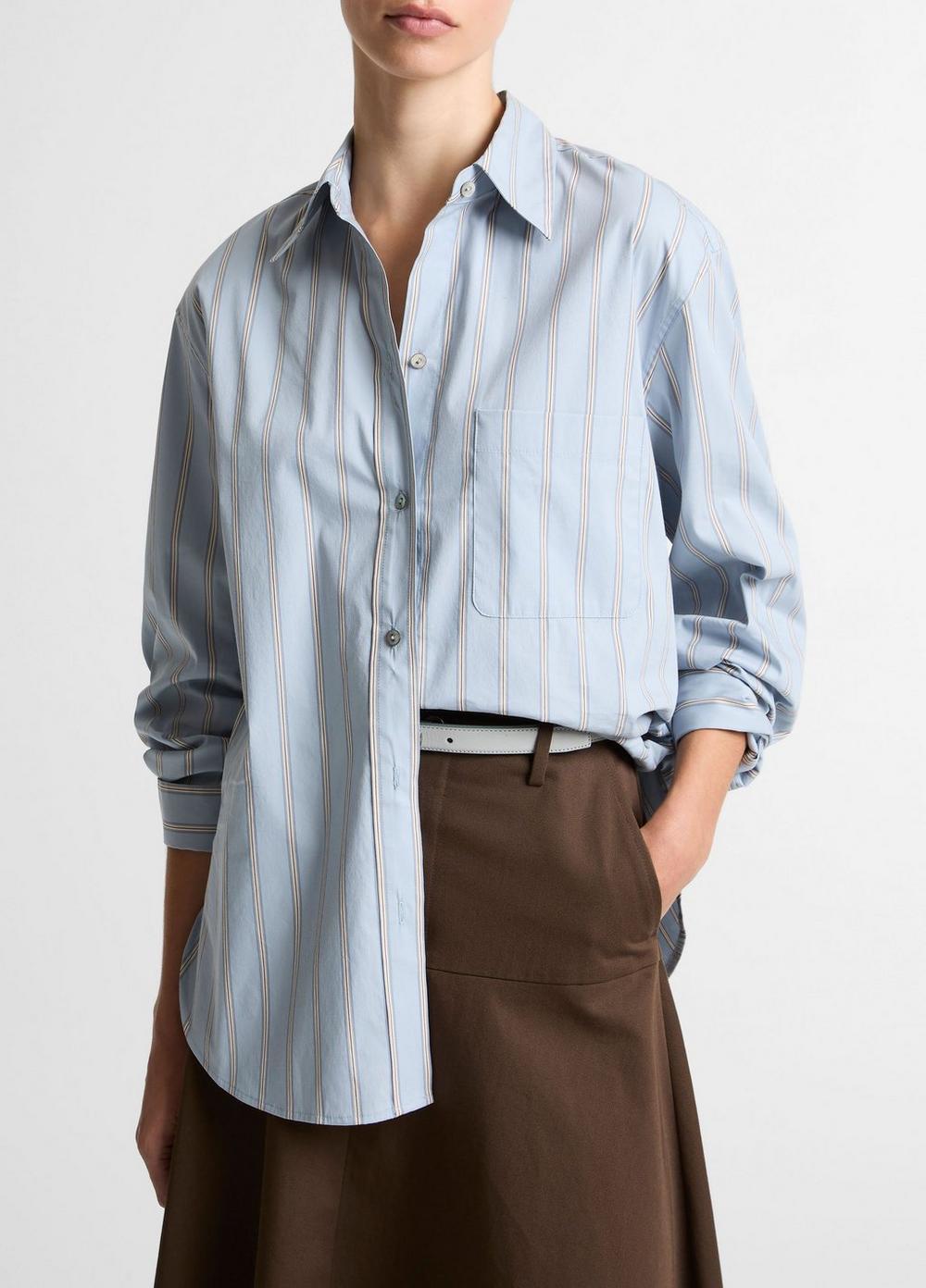 Striped Cotton-Blend Button-Front Shirt