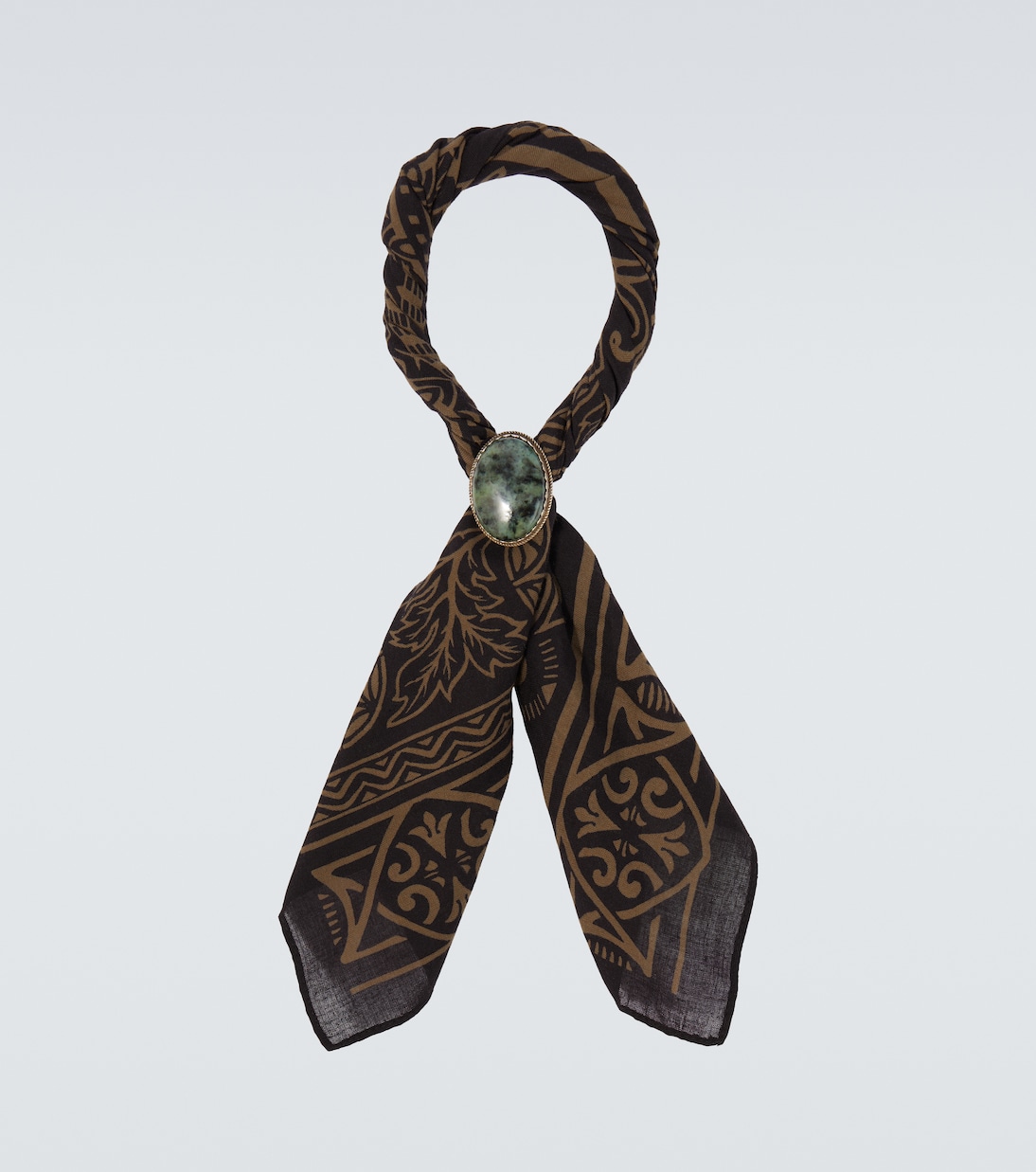 Embellished Printed Cotton Scarf in Black - Rrl