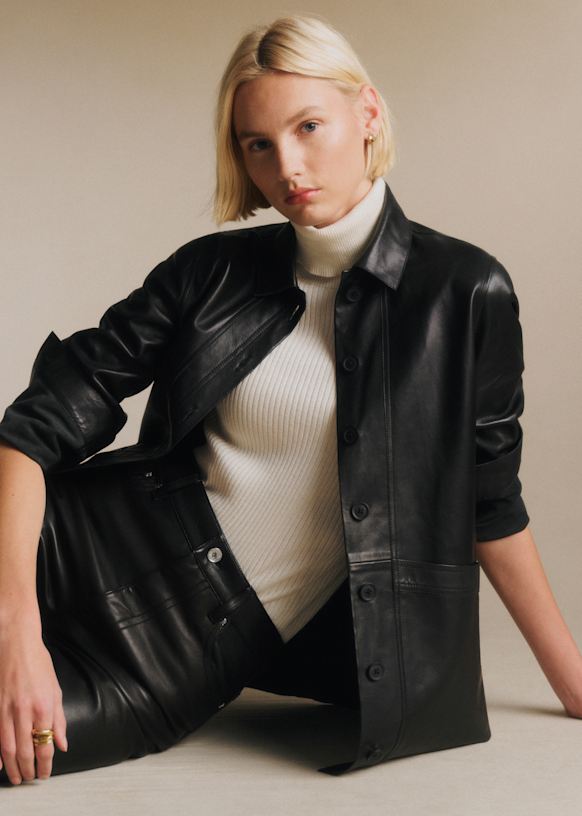 Will Jacket - Black Leather - Lamb Leather - S&amp;eacute;zane