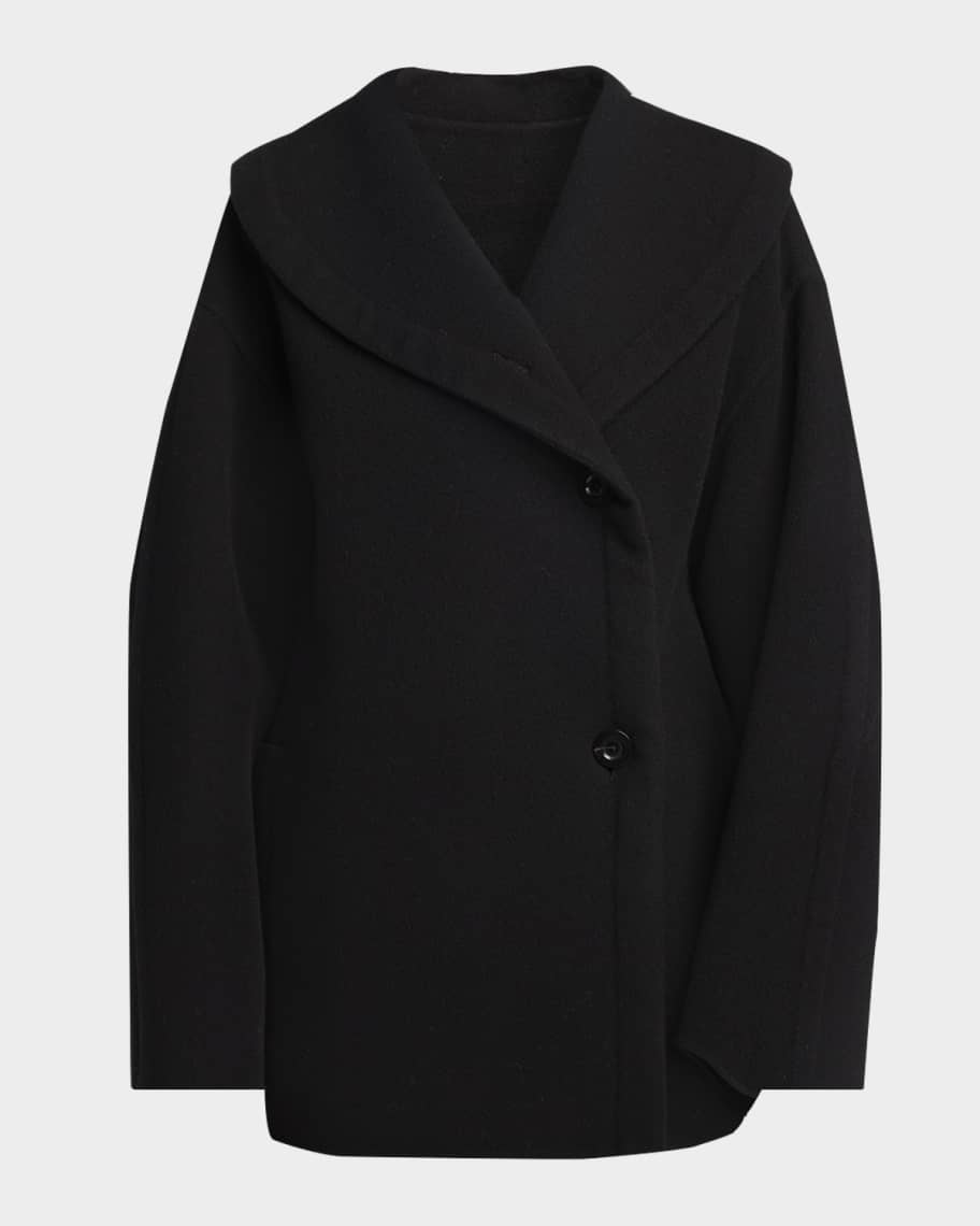 Temur Double-Breasted Wool Shawl-Collar Coat