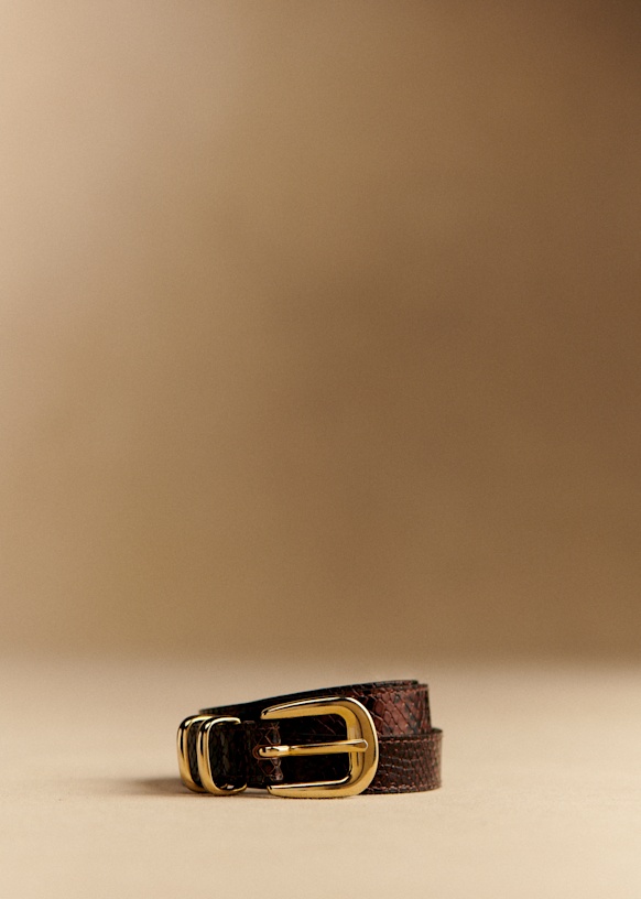 Livie Belt - Brown Python Print - Bovine Leather - S&amp;eacute;zane
