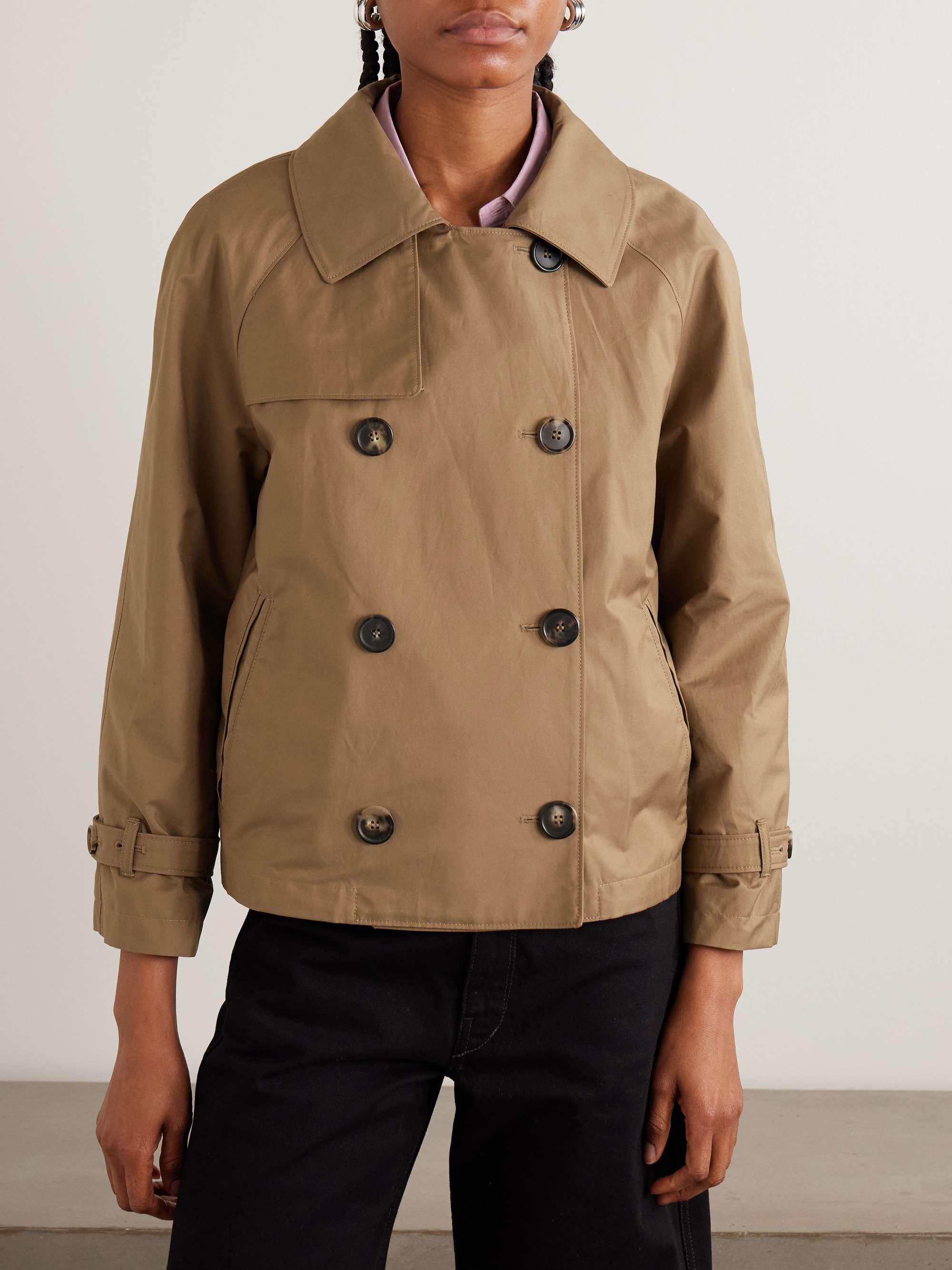Tesoro Cropped Double-Breasted Cotton-Blend Gabardine Trench Coat