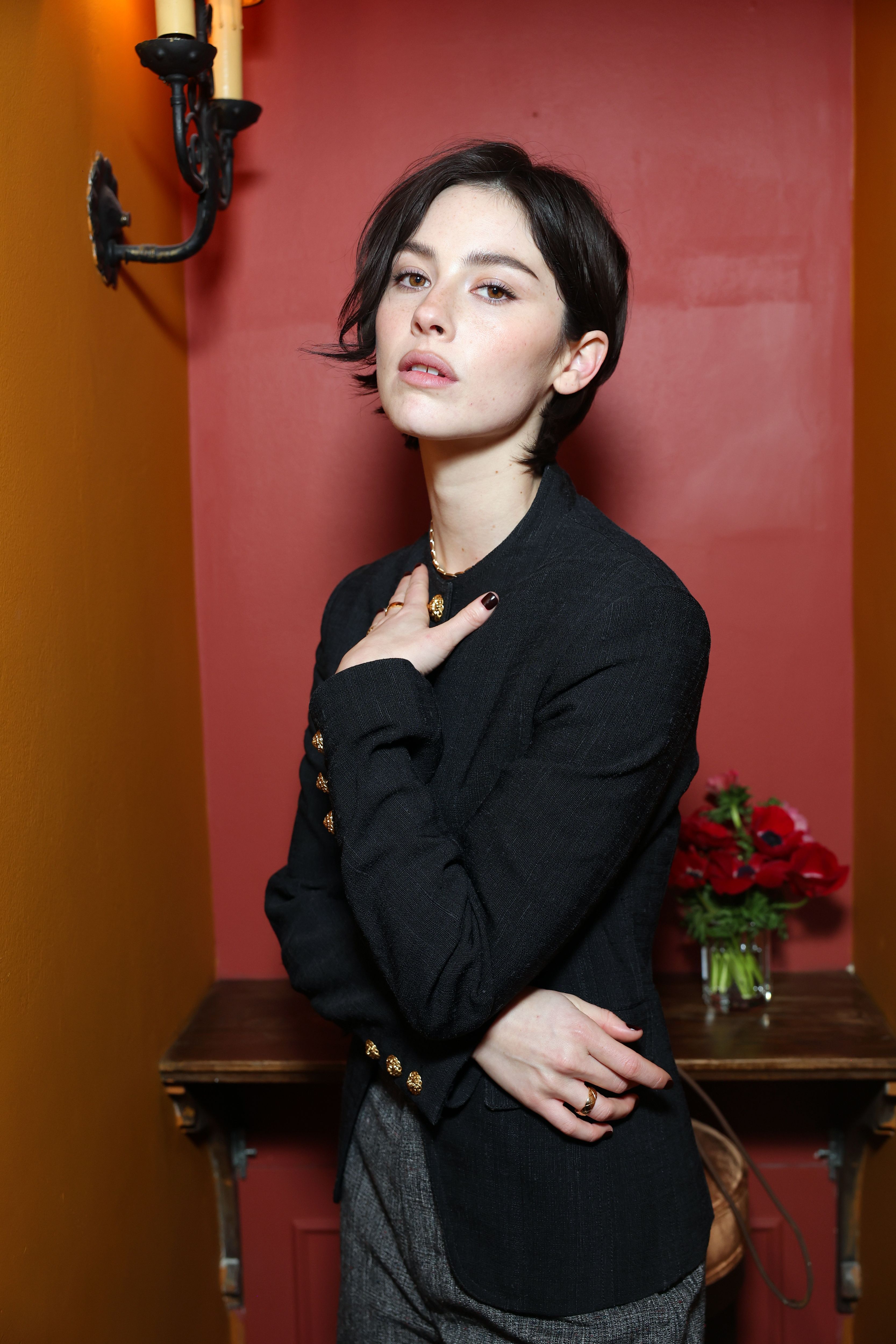 Gracie Abrams with a glossy bob haircut