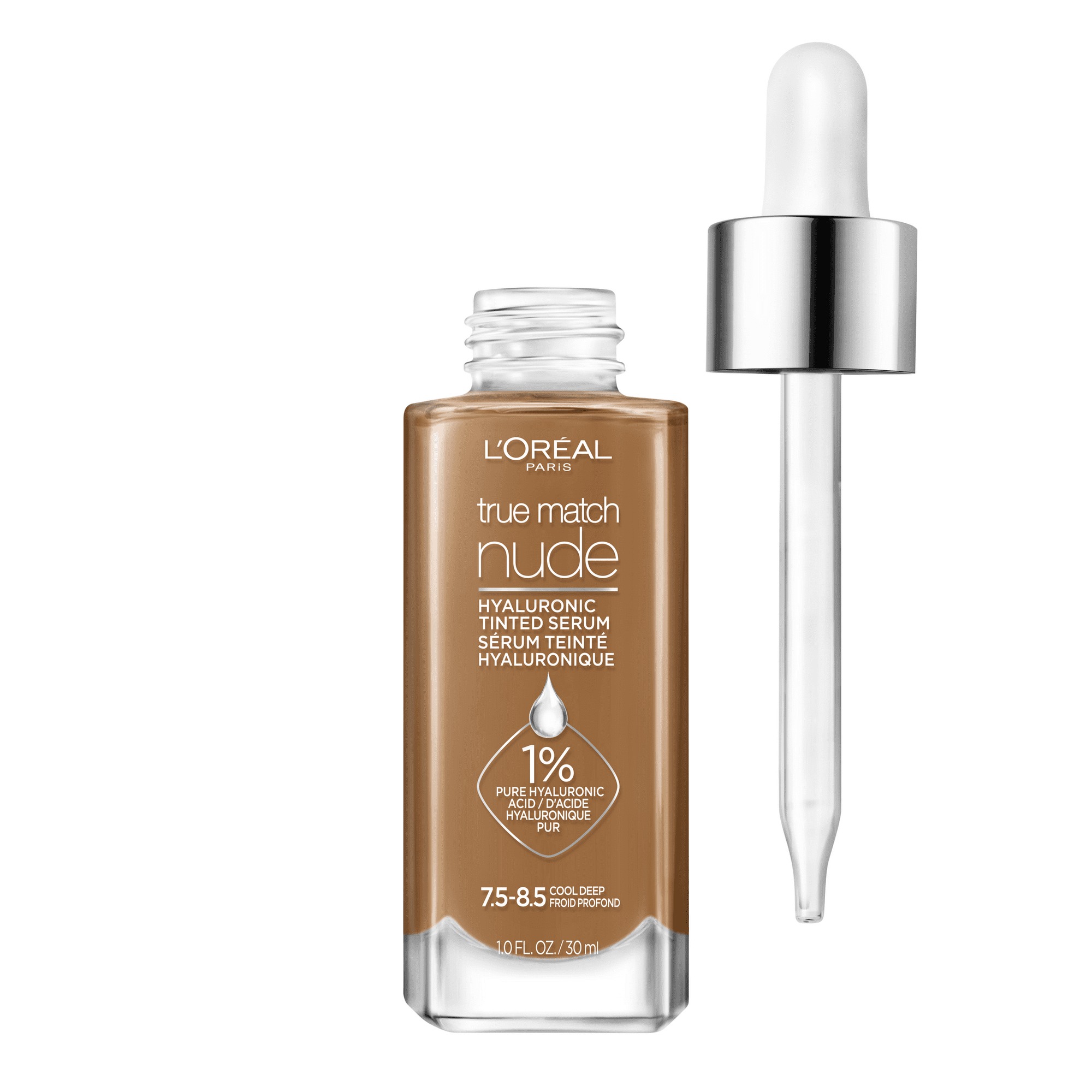 L&amp;rsquo;Or&amp;eacute;al Paris, L'oreal Paris True Match Hyaluronic Tinted Serum Foundation Makeup, 7.5-8.5 Cool Deep, 1 Fl Oz