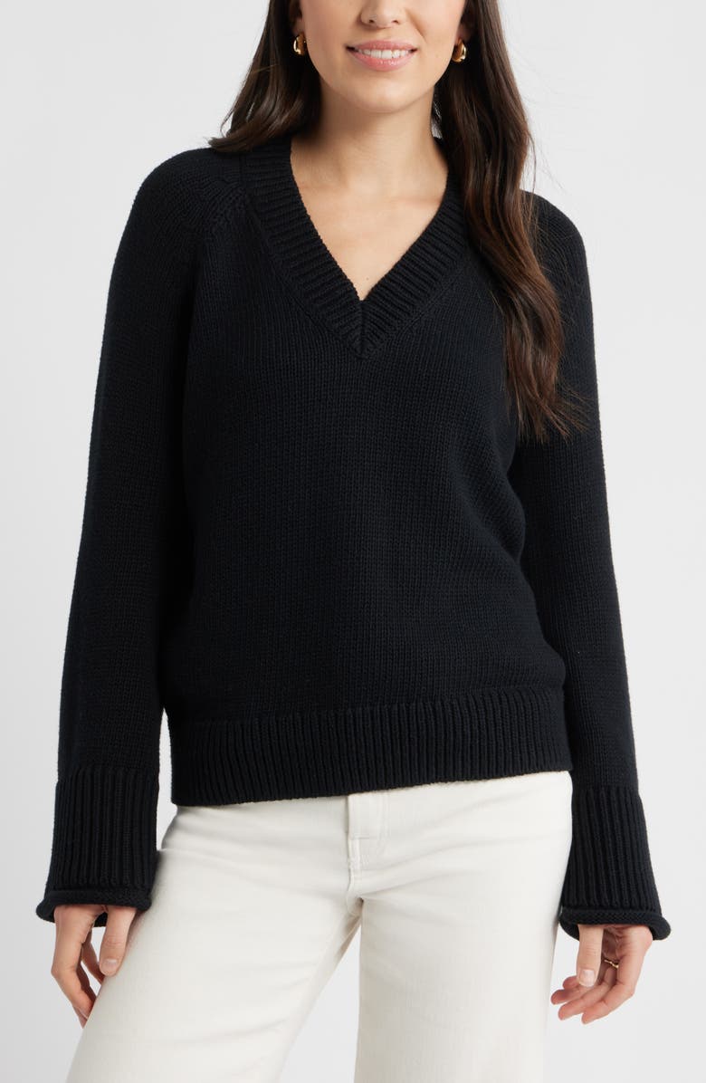 Oversize V-Neck Cotton Sweater