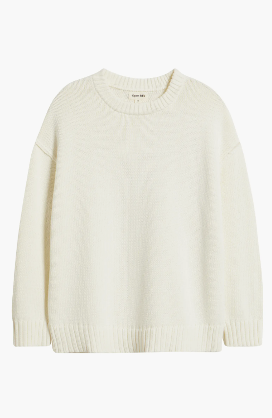 Open Edit, Oversize Crewneck Cotton Sweater