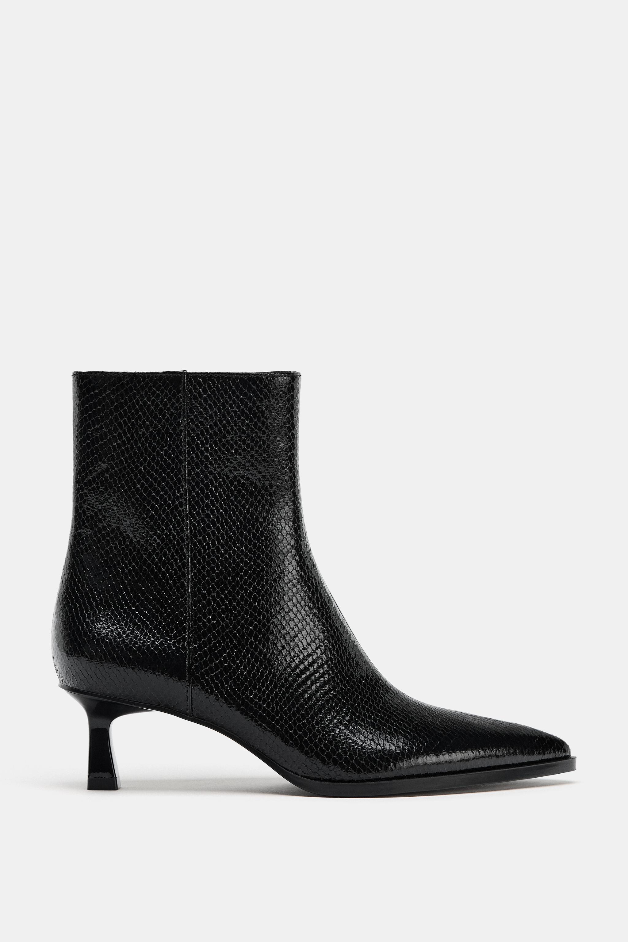 Embossed Heeled Ankle Boots