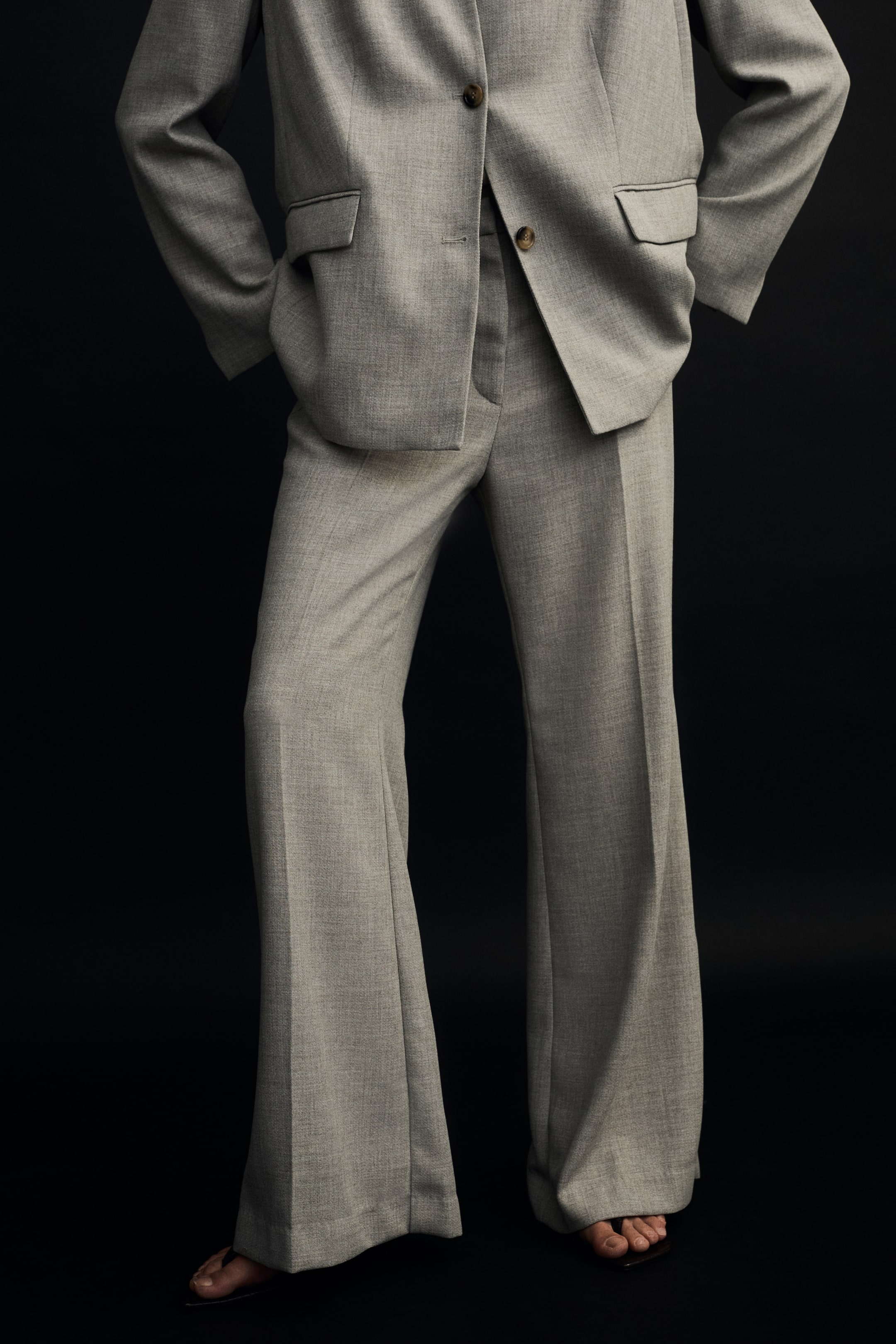 Flared Trousers - Beige