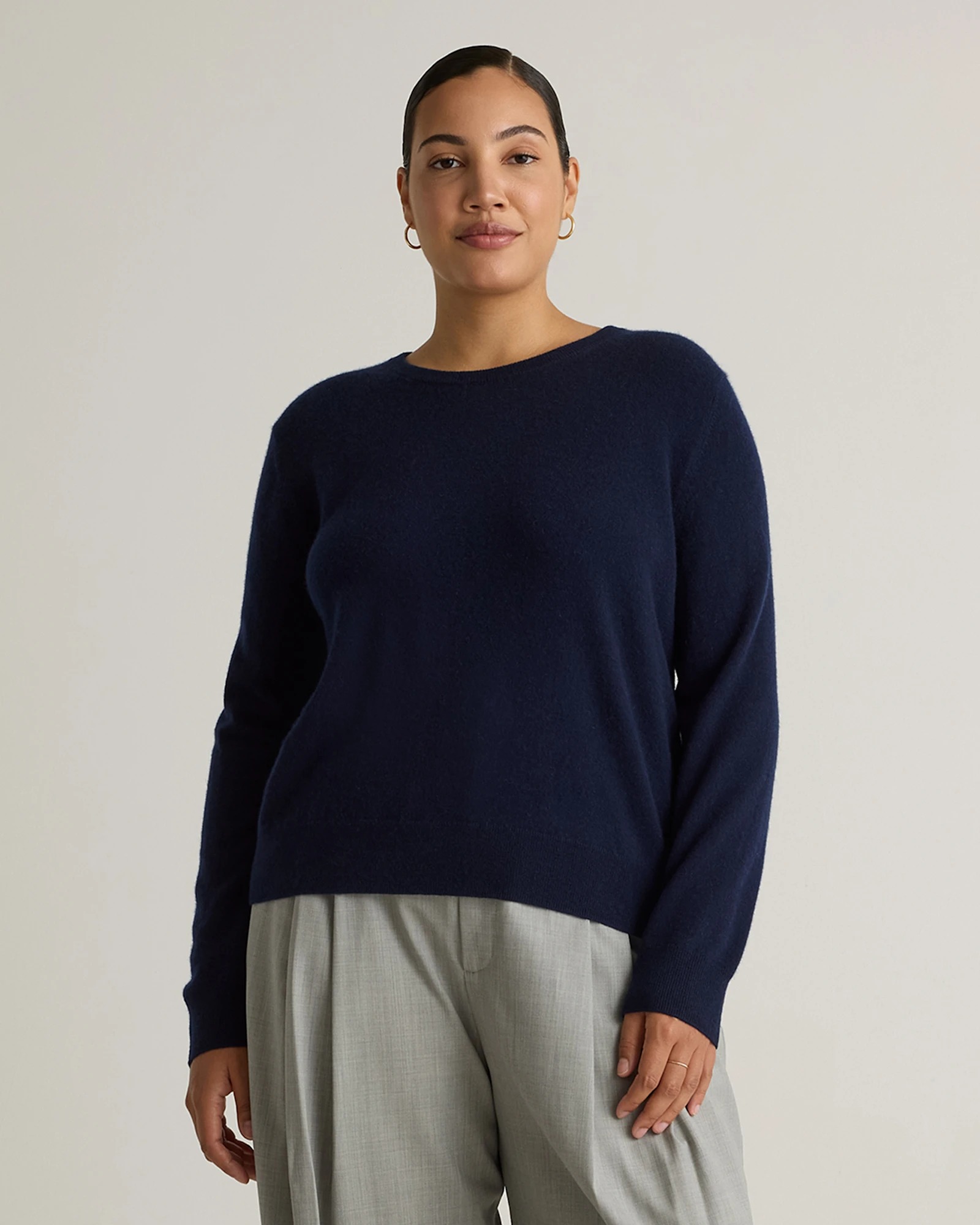 Mongolian Cashmere Crewneck Sweater in True Navy