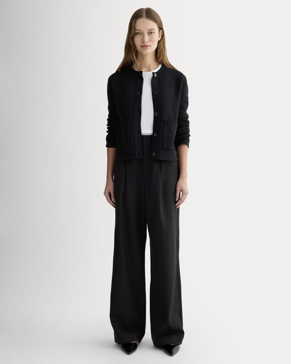 The Draper Pleated Pant in Buttersmooth | Black | 30" Inseam - 00
