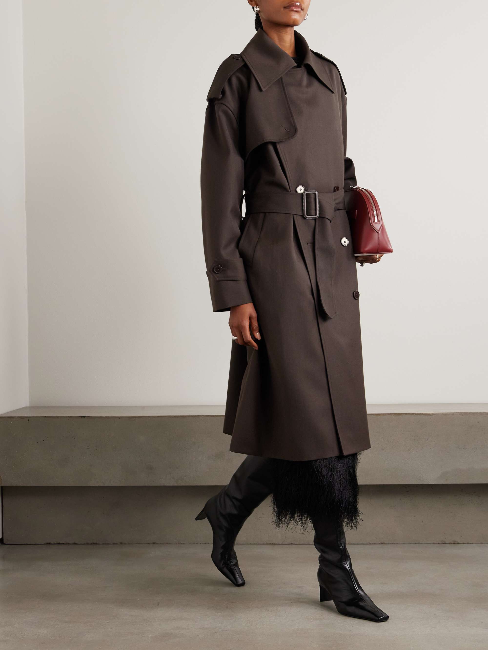 Dursey Double-Breasted Belted Woven Trench Coat