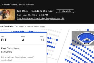 Kid Rock Mad at "Fake Liberal Media" for Accurately Reporting on $5,000 Front-Row Tickets