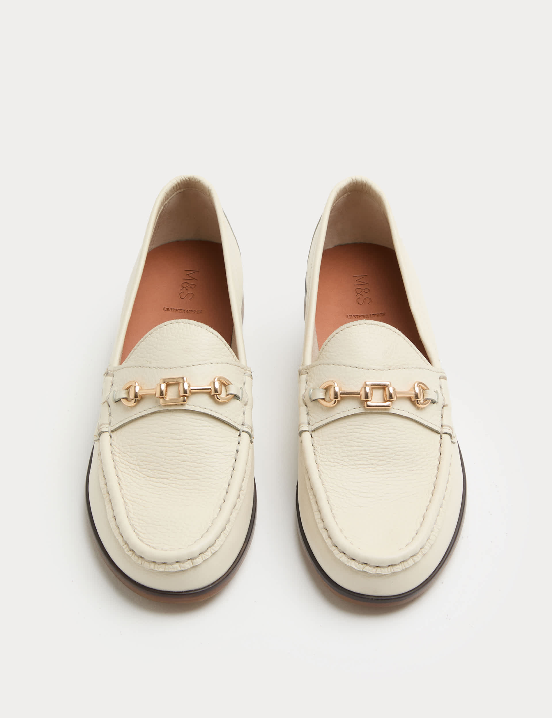 Leather Trim Block Heel Loafers