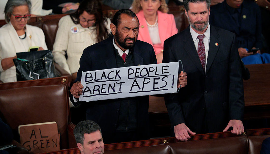 Rep. Al Green Held Up Black People Aren't Apes Sign, Ejected From SOTU