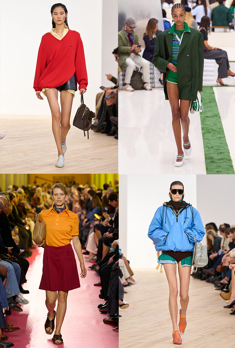 Runway models wearing sporty, preppy looks.