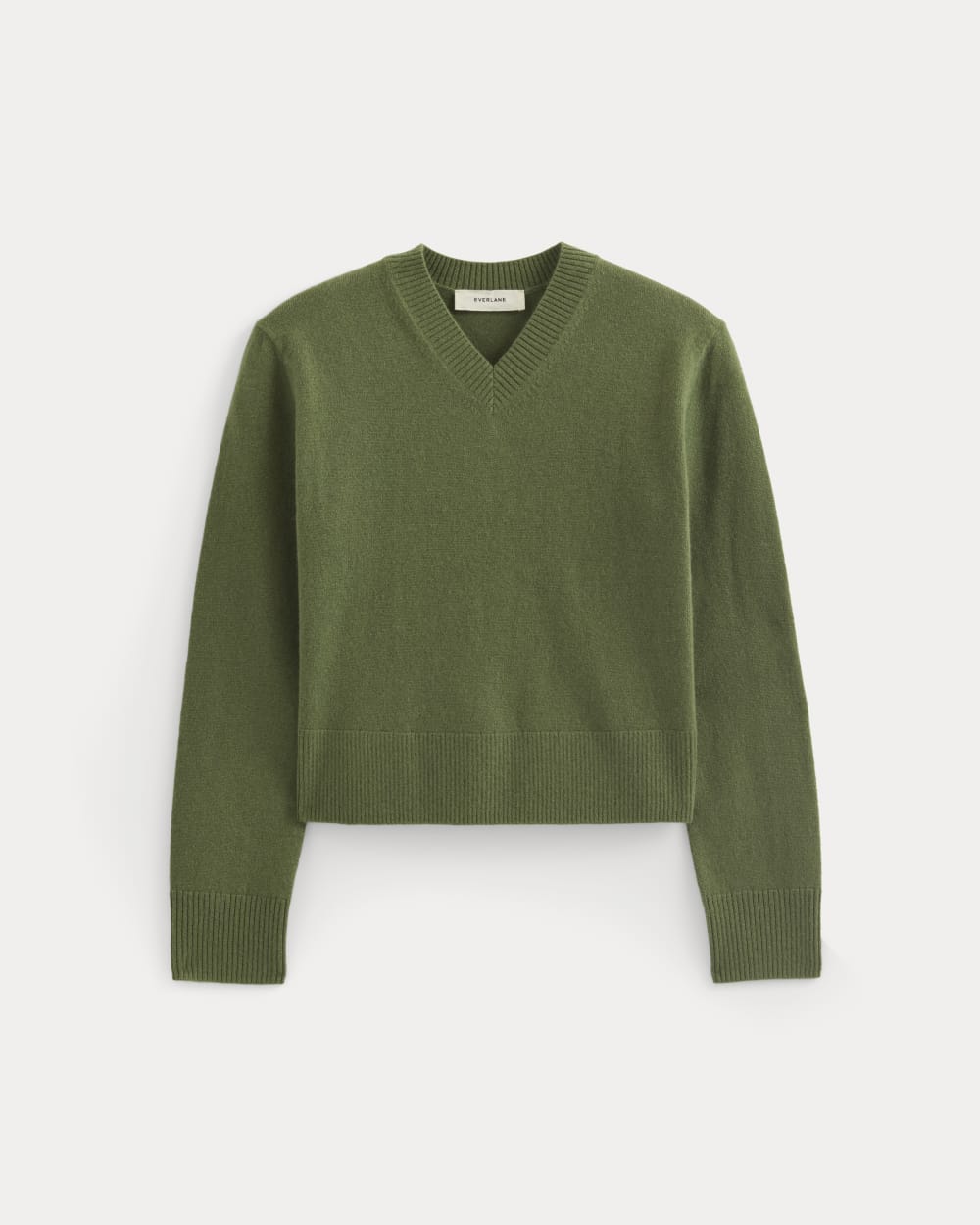 Cashmere Cropped High-V Sweater | Forest Green - Xxs