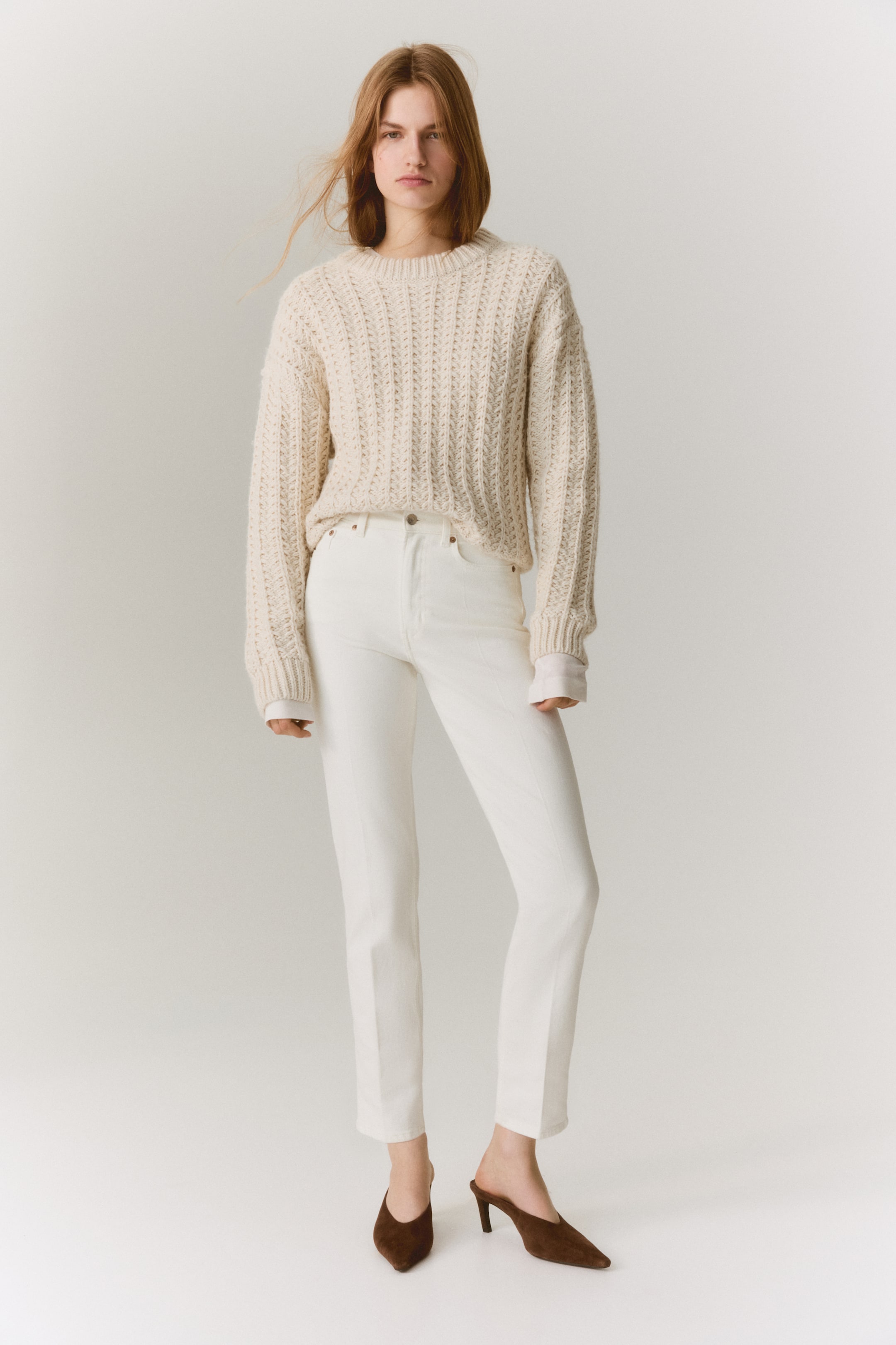 Slim Straight High Ankle Jeans - Denim Blue