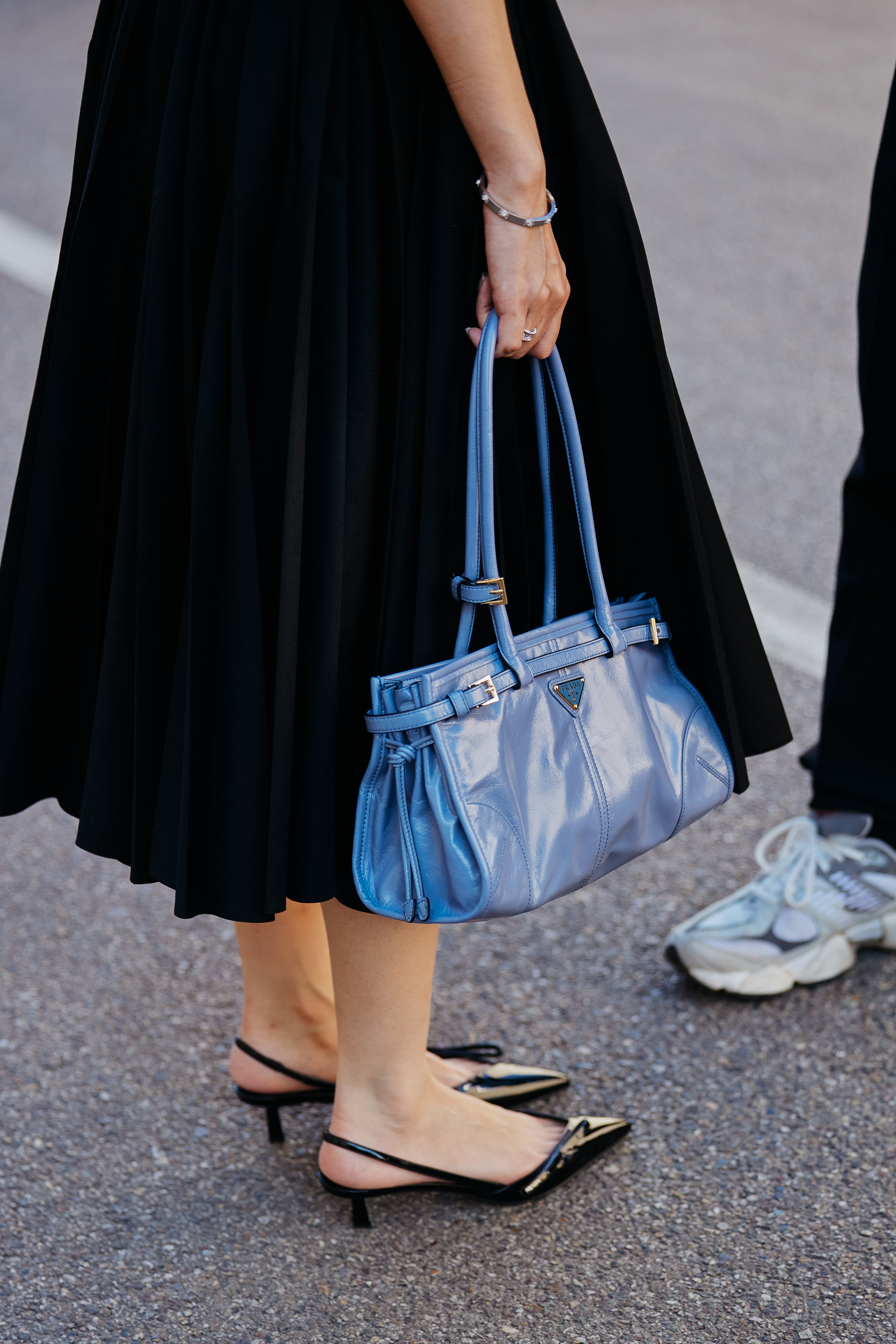 Milan Fashion Week street style blue bags