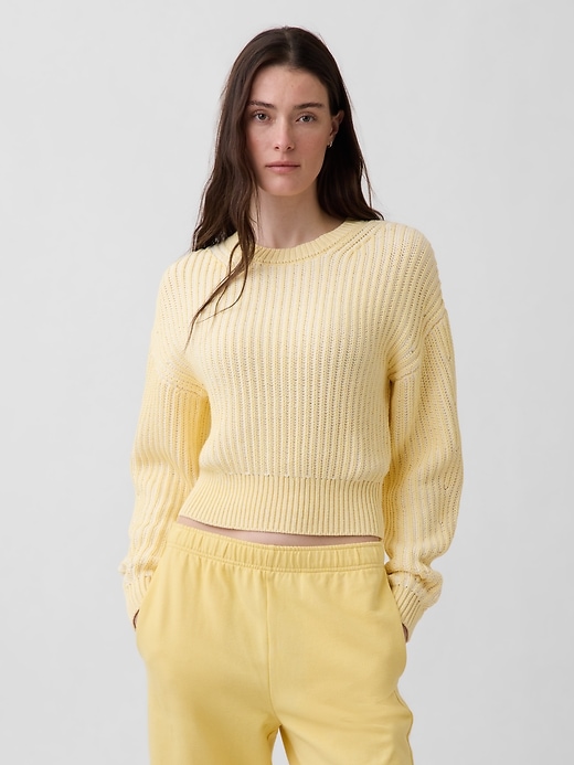 100% Cotton Barrel-Sleeve Crop Sweater