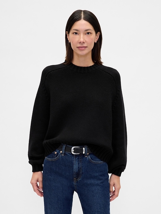 Cotton-Blend Relaxed Crewneck Sweater