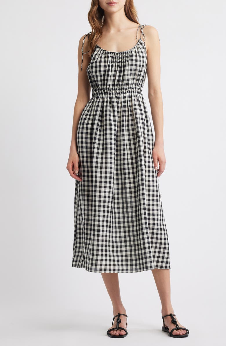Leslie Gingham Pleated Maxi Dress