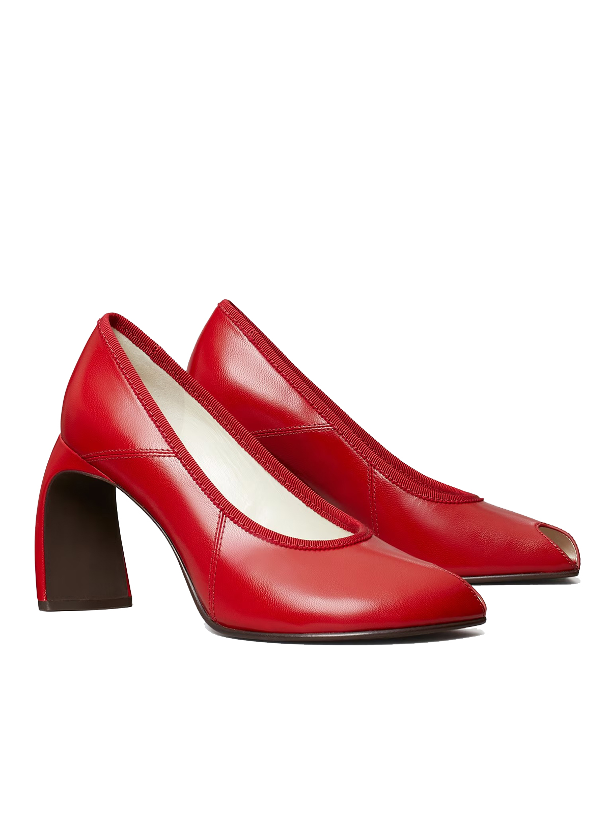 Peep-Toe Pump in Red, Size 9