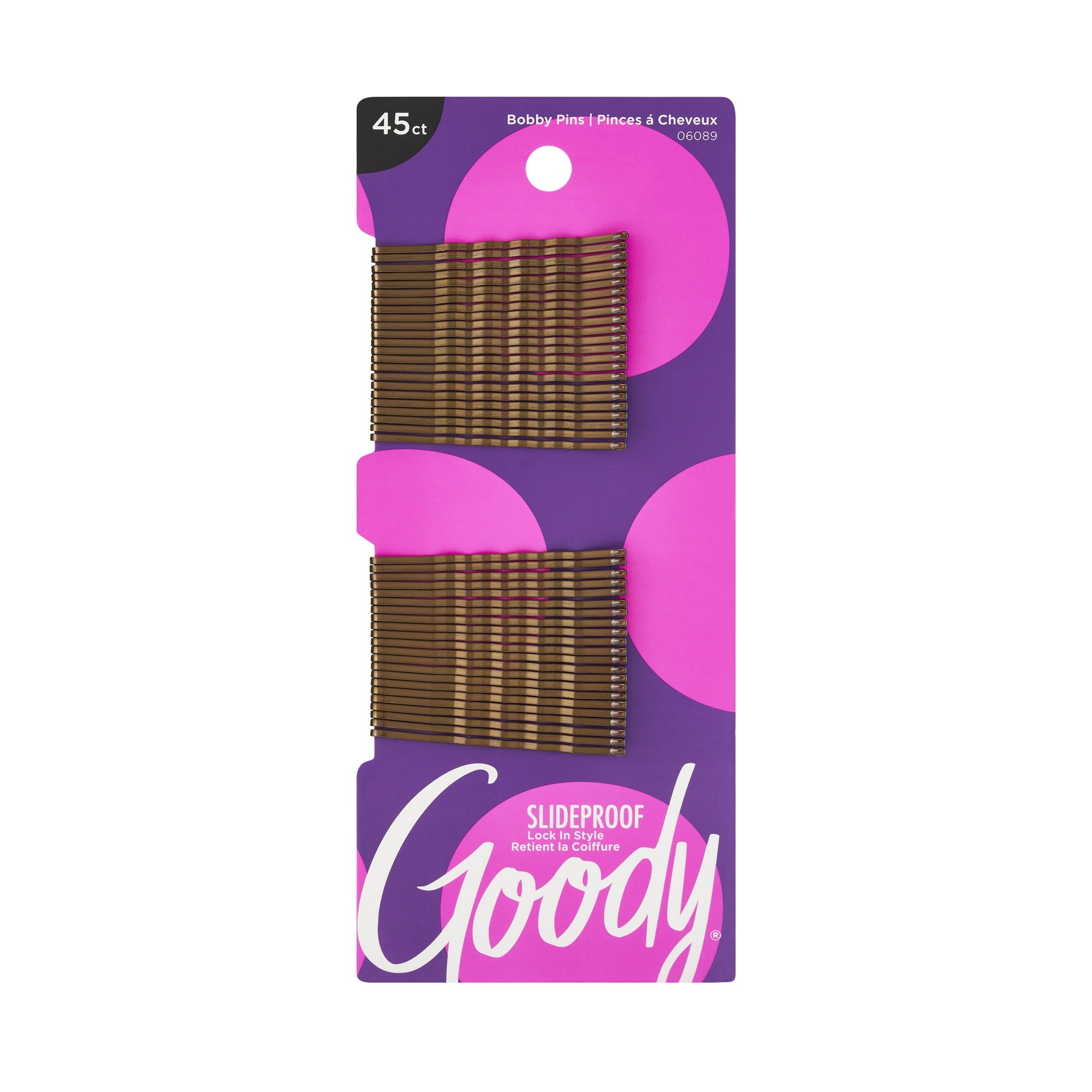 Goody, (6 Pack) Goody&amp;reg; Slideproof Metallic Bobby Pins, Brown 45 Ct