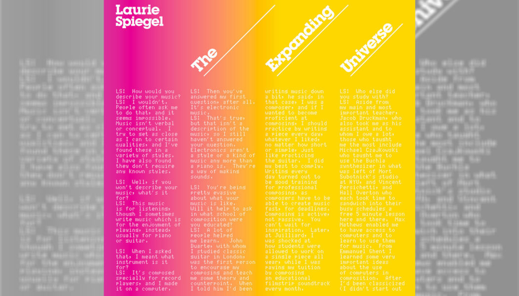 You need to listen to Laurie Spiegel’s masterpiece of early ambient music