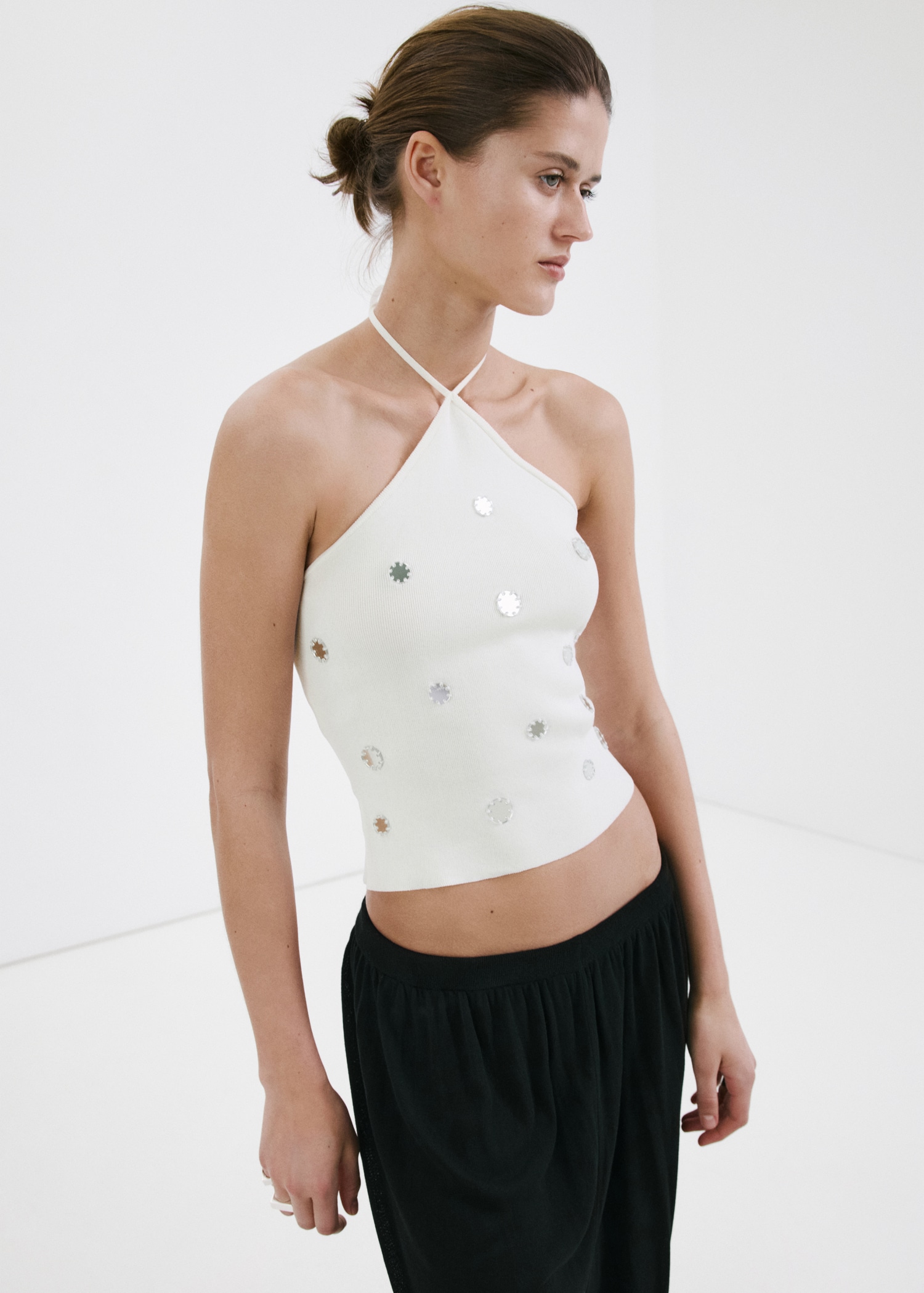 Halter Top With Metallic Appliqu&amp;eacute;s - Women | Mango Usa