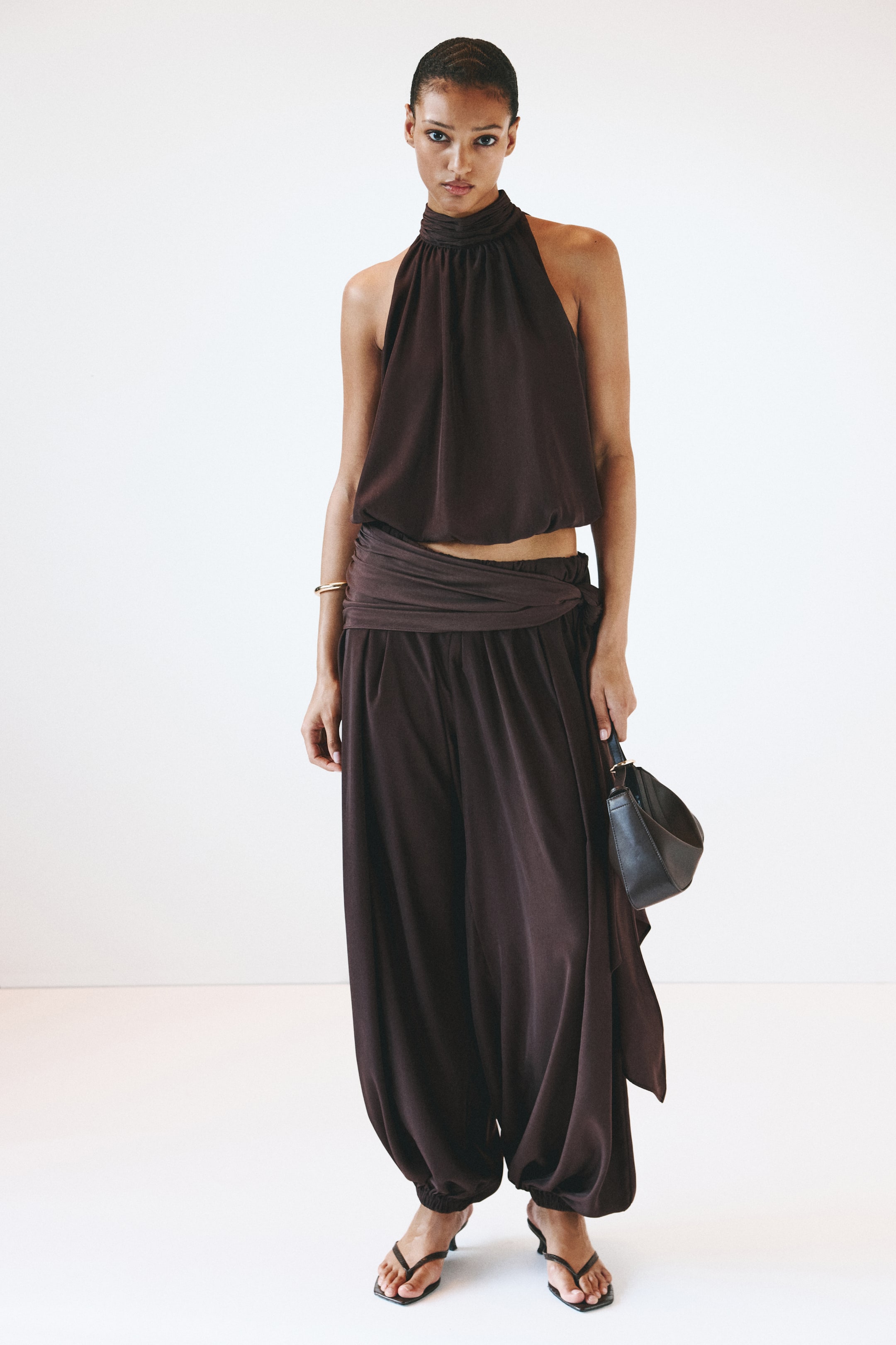 Bubble-Hem Halterneck Top