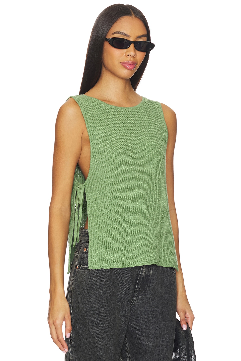 X Free-Est Lizzie Sweater Top in Green Eyes