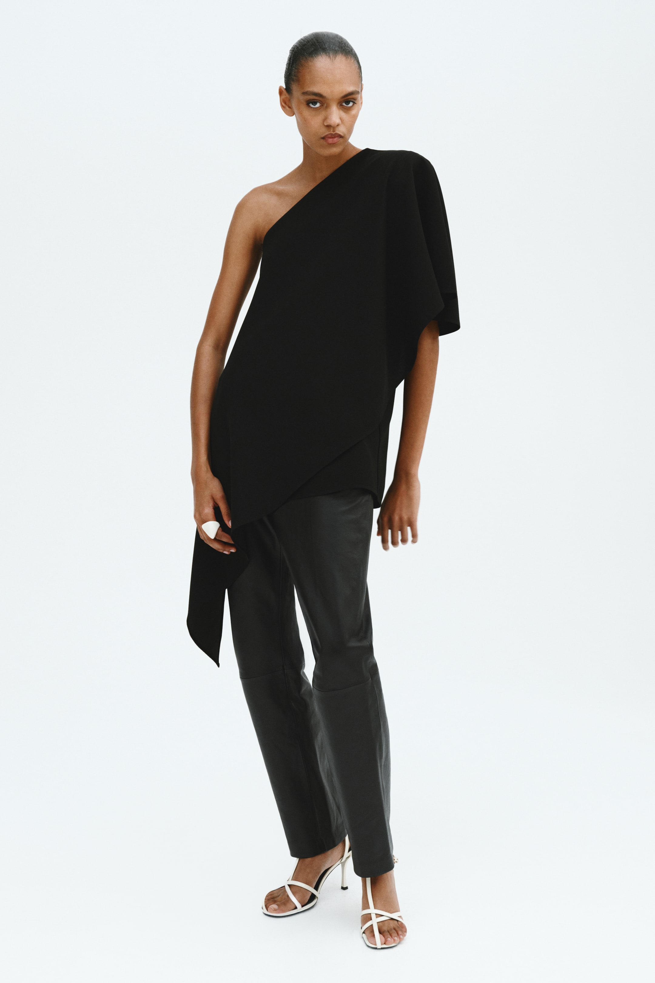 One-Shoulder Cape Top