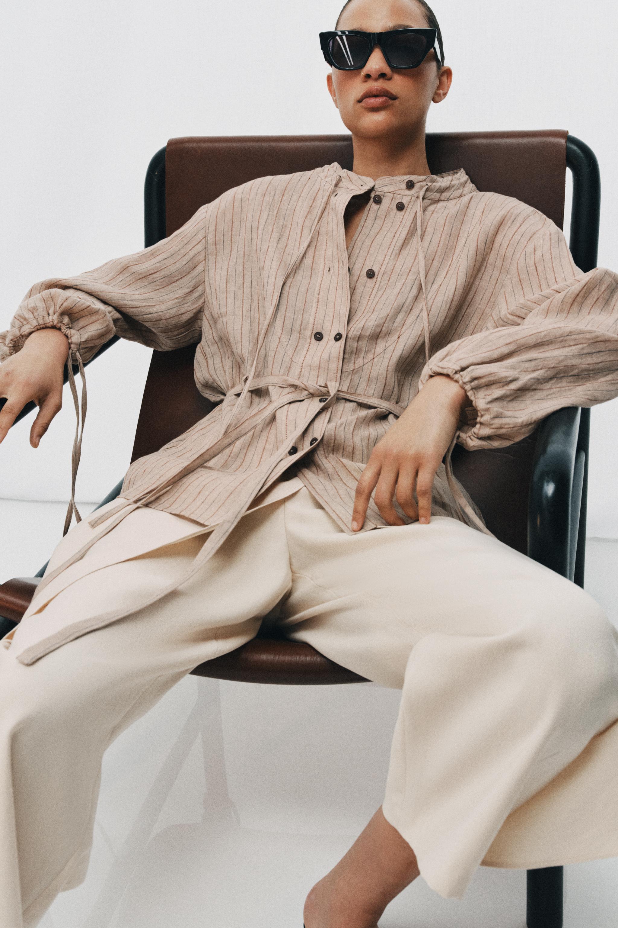 Zw Collection Striped Linen Shirt