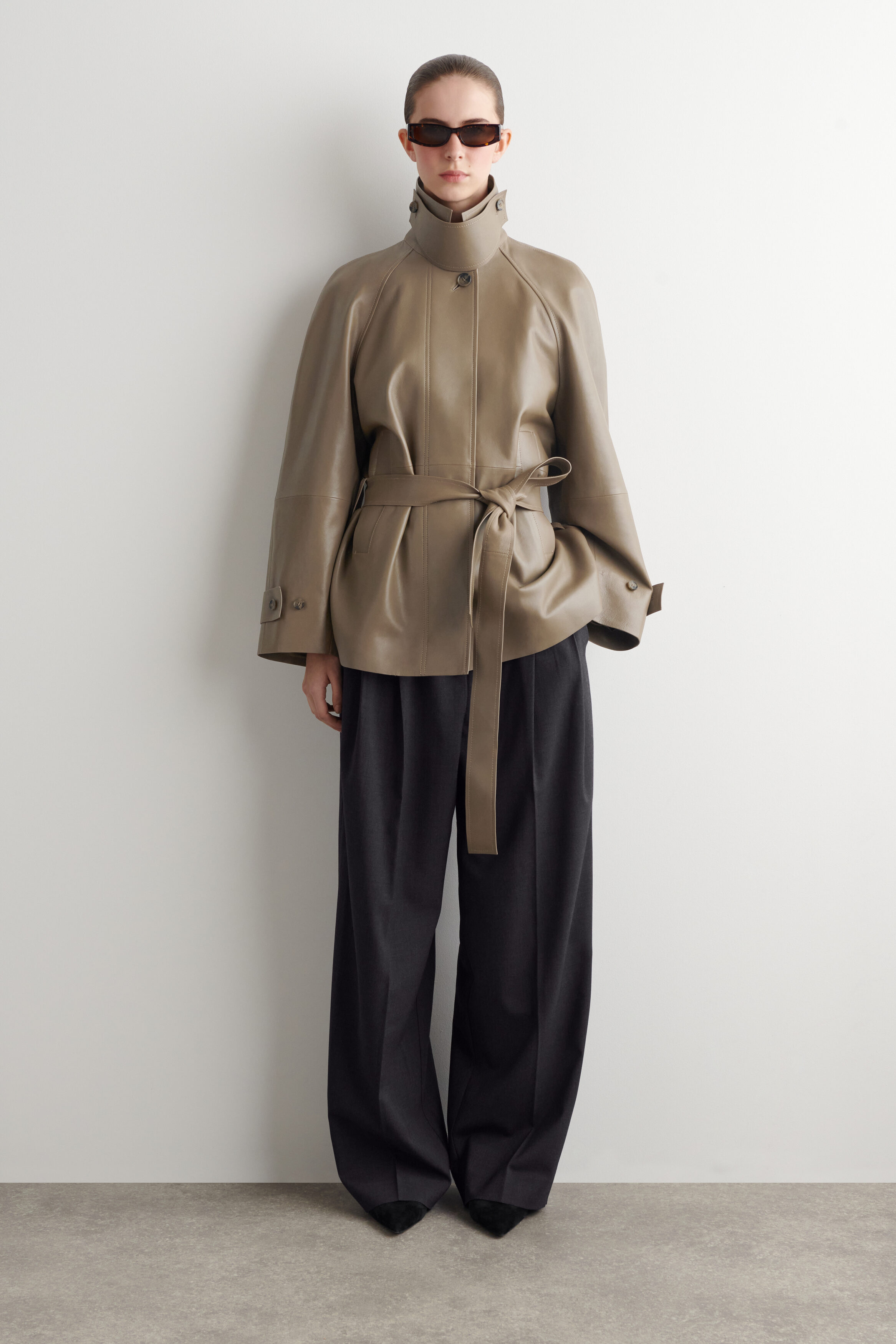 Relaxed Twill Wide-Leg Trousers