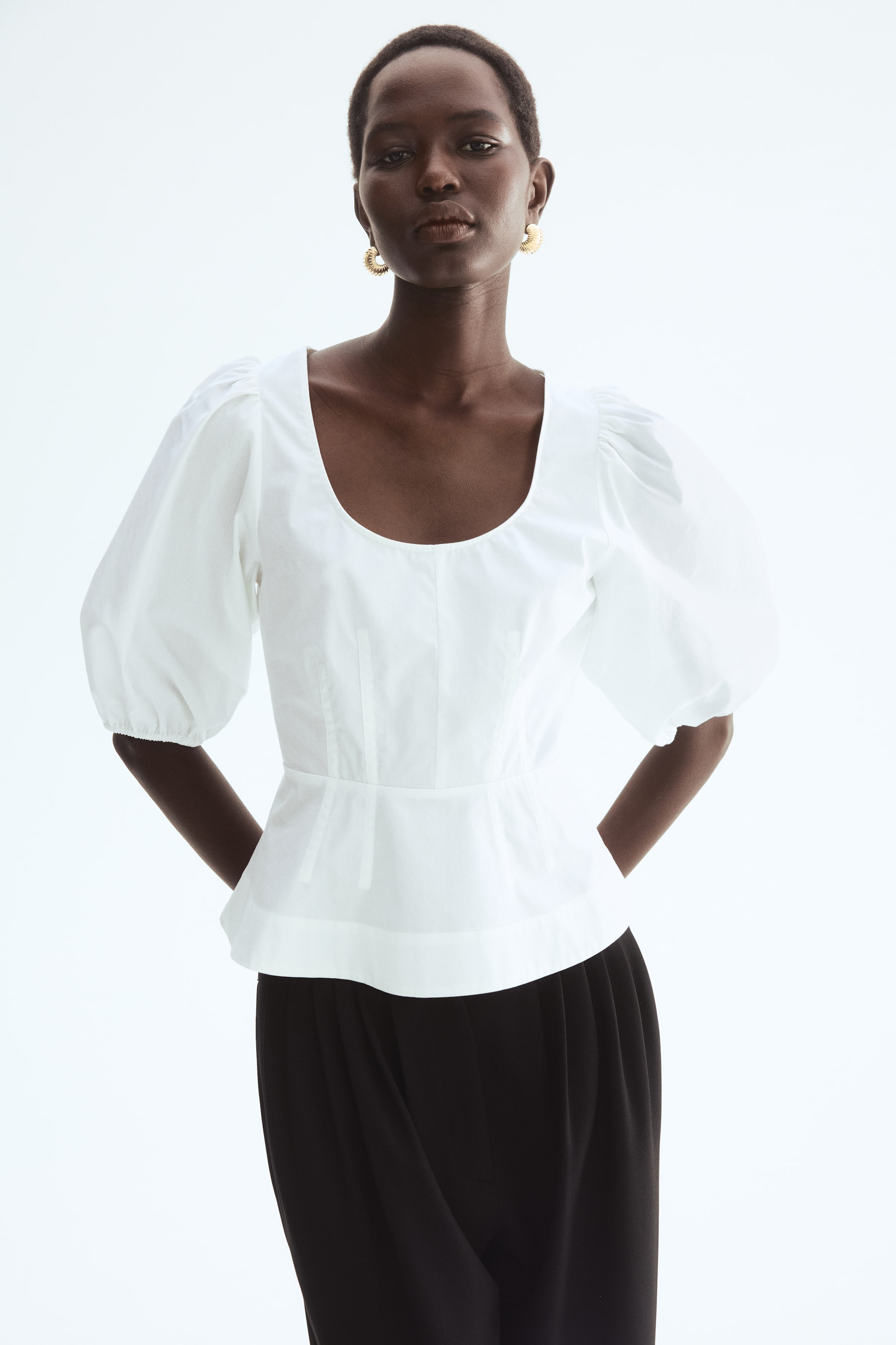 Cotton Peplum Blouse