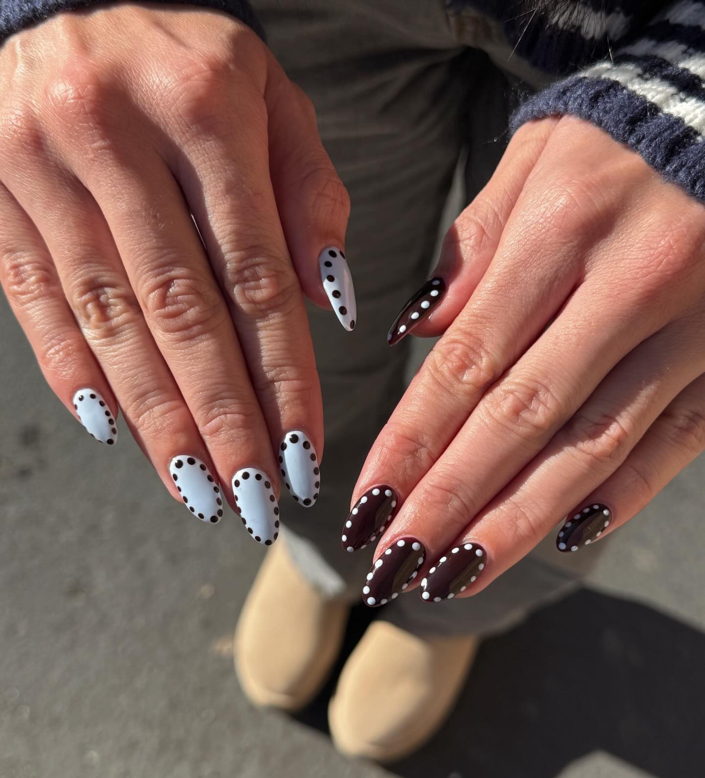 Studded nails.