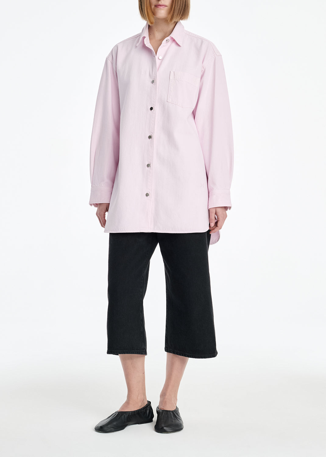 Agolde X Maria Mcmanus A-Line Shirt Denim (flyweight) in Stone Wash Powder Pink - Xs / Stone Wash Powder Pink