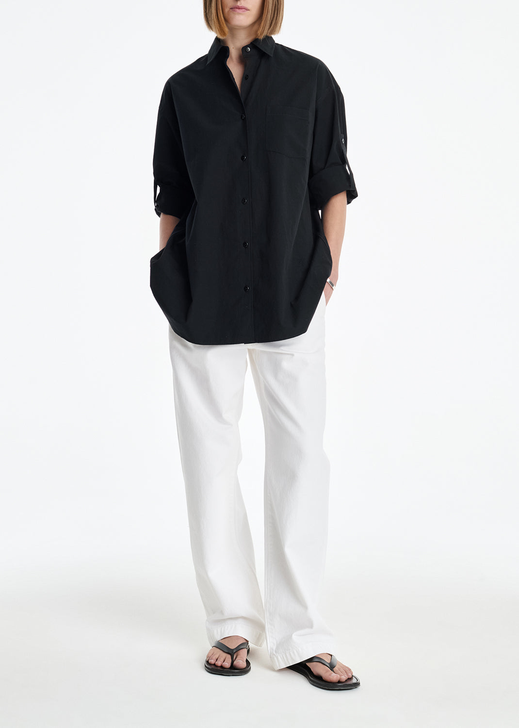 Agolde X Maria Mcmanus A-Line Shirt Poplin in Black - Xs / Black