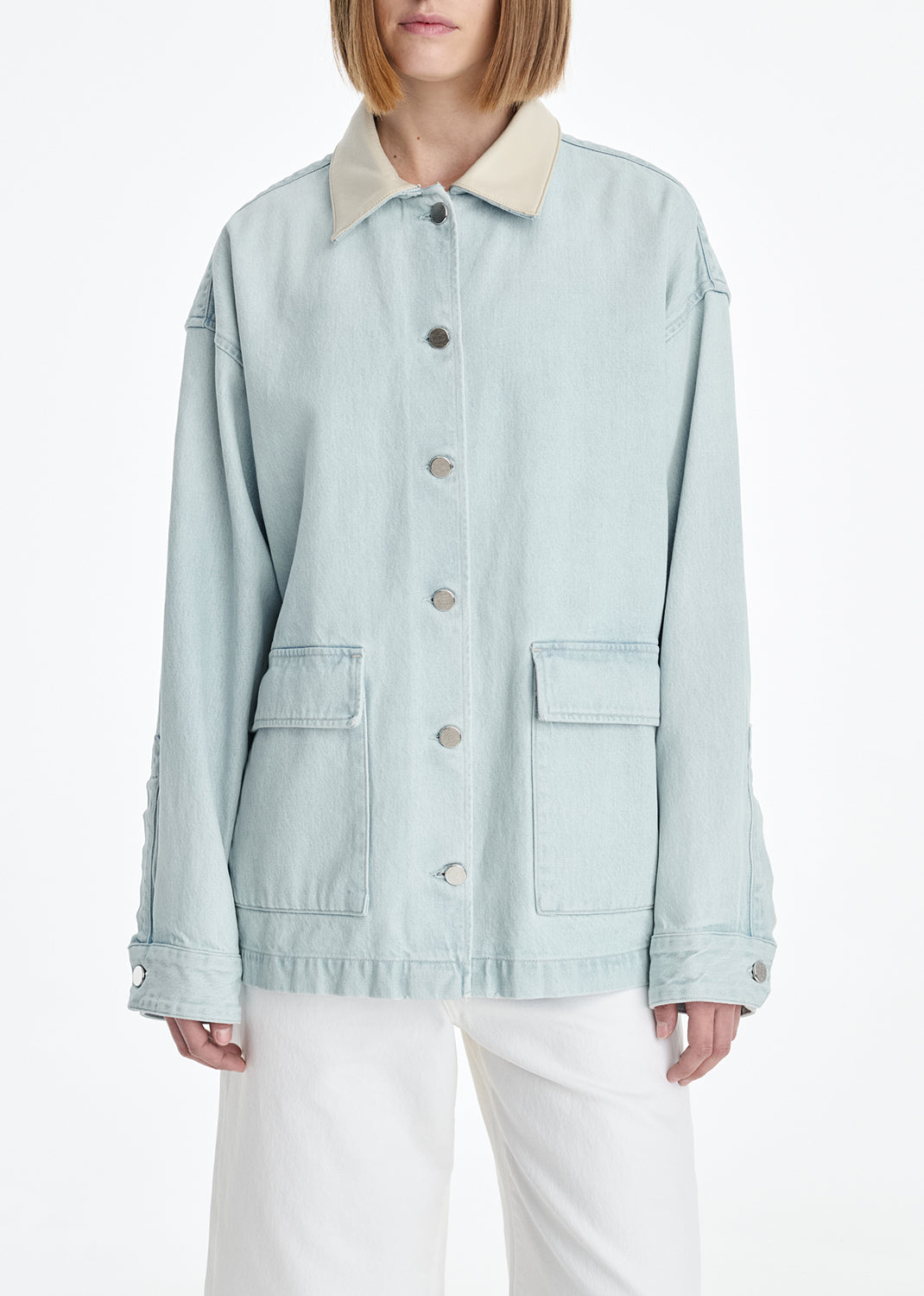 Agolde X Maria Mcmanus Oversized Field Jacket in Washed Pale Indigo - Xs / Washed Pale Indigo