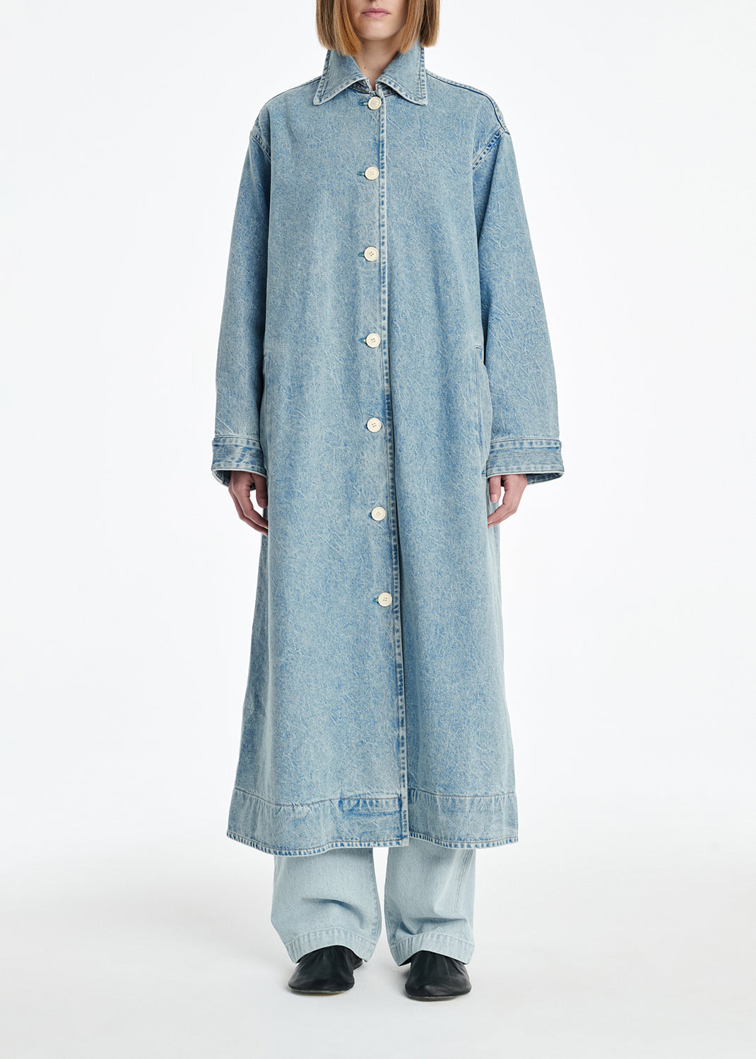 Agolde X Maria Mcmanus A-Line Massive Coat (weightless) in Crinkle Indigo - Xs / Crinkle Indigo