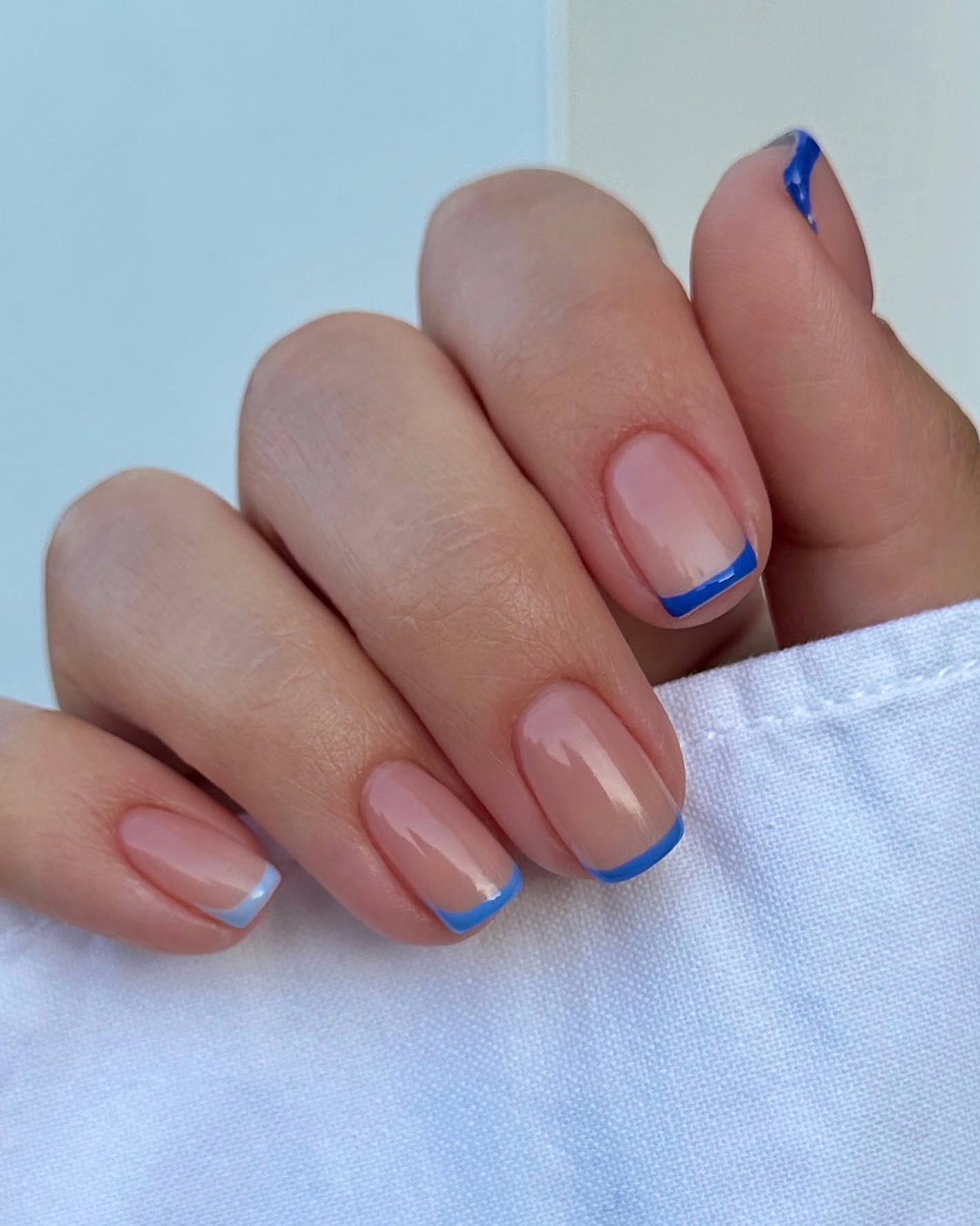 blue French manicures