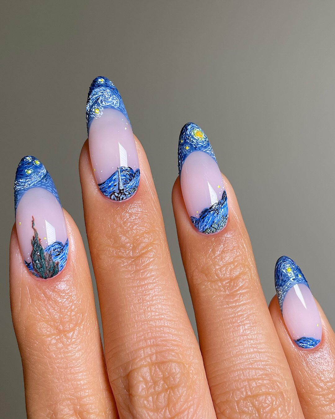 blue French manicures