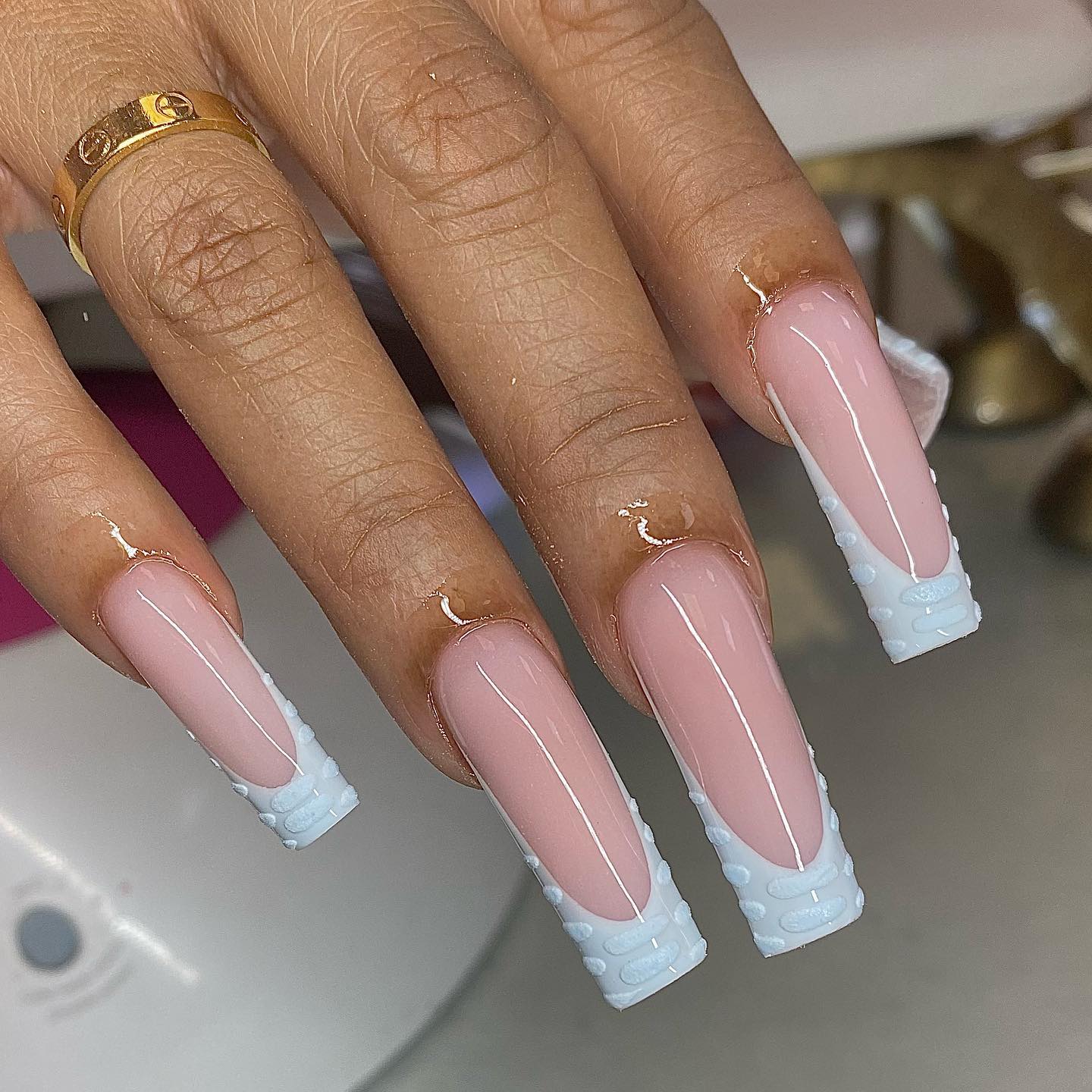 blue French manicures