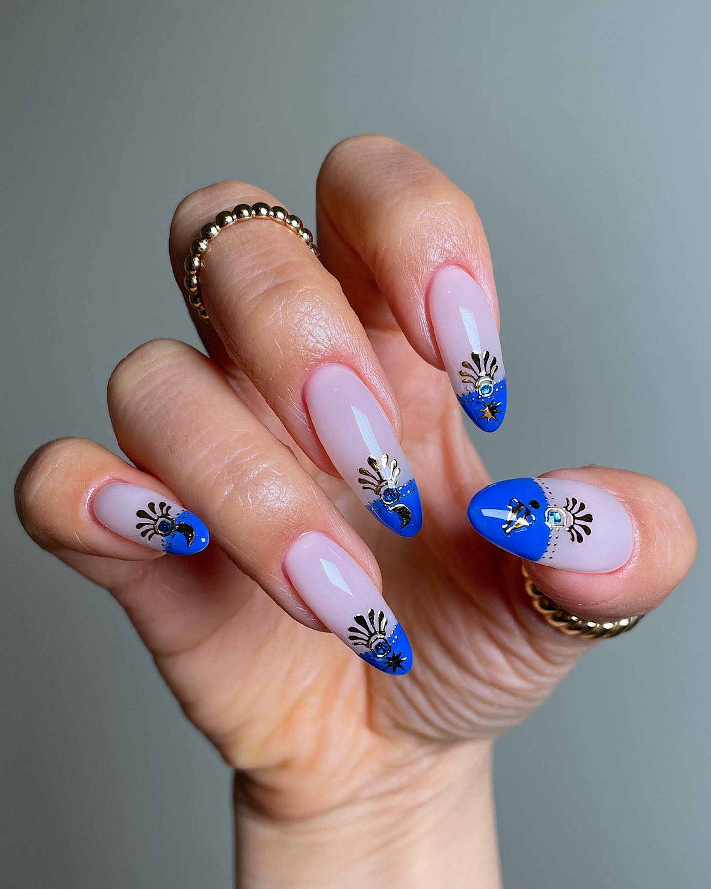 blue French manicures
